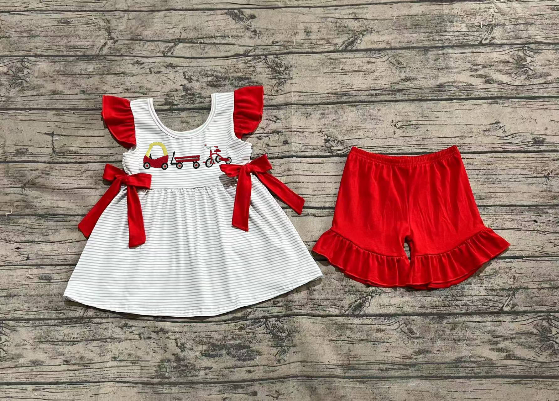 GSSO2404 pre-order baby girl clothes car toddler girl summer embroidery outfit-real pic 2025.3.13 