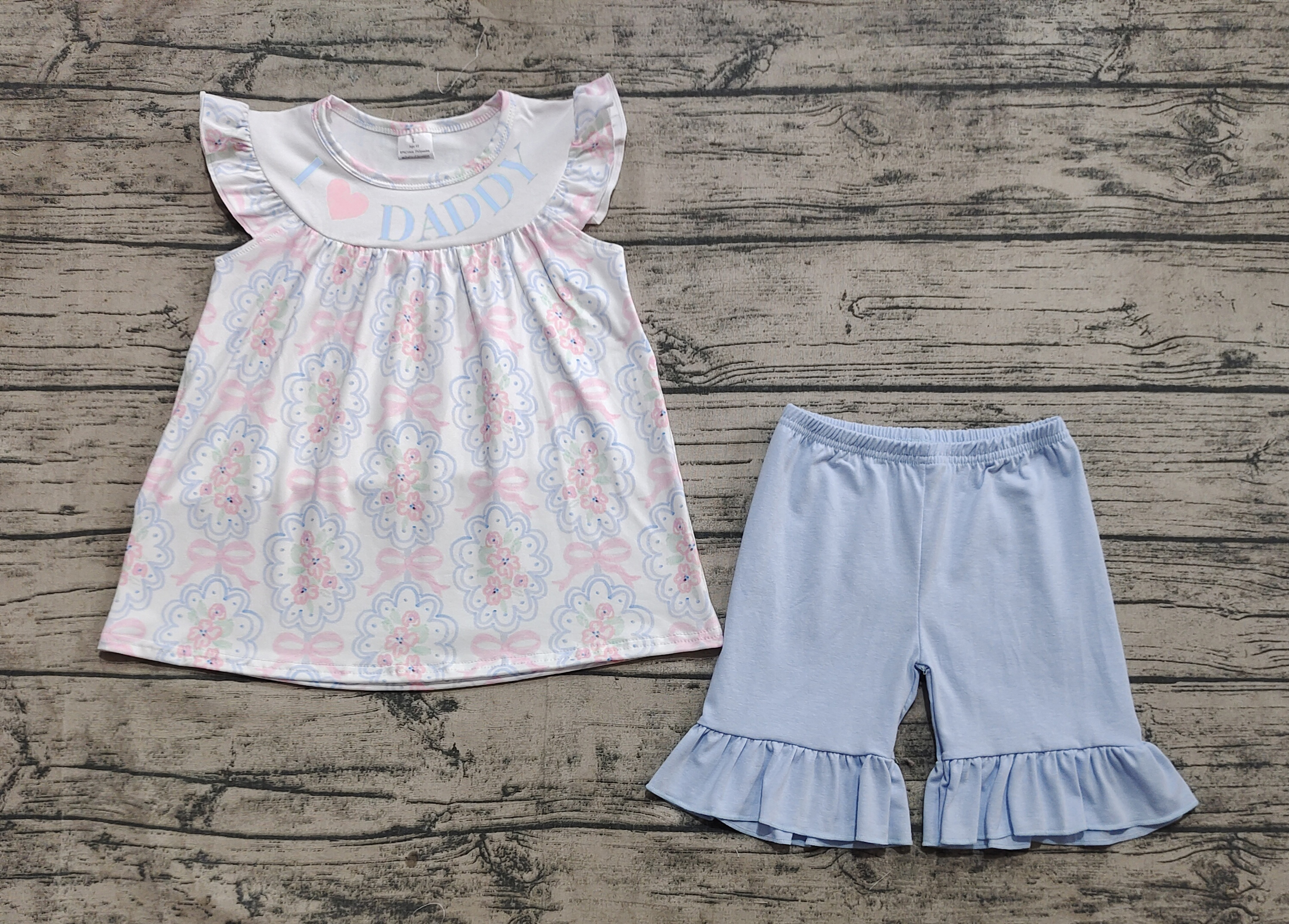 GSSO2407 pre-order baby girl clothes love daddy toddler girl  summer outfit-real pic 2025.3.15