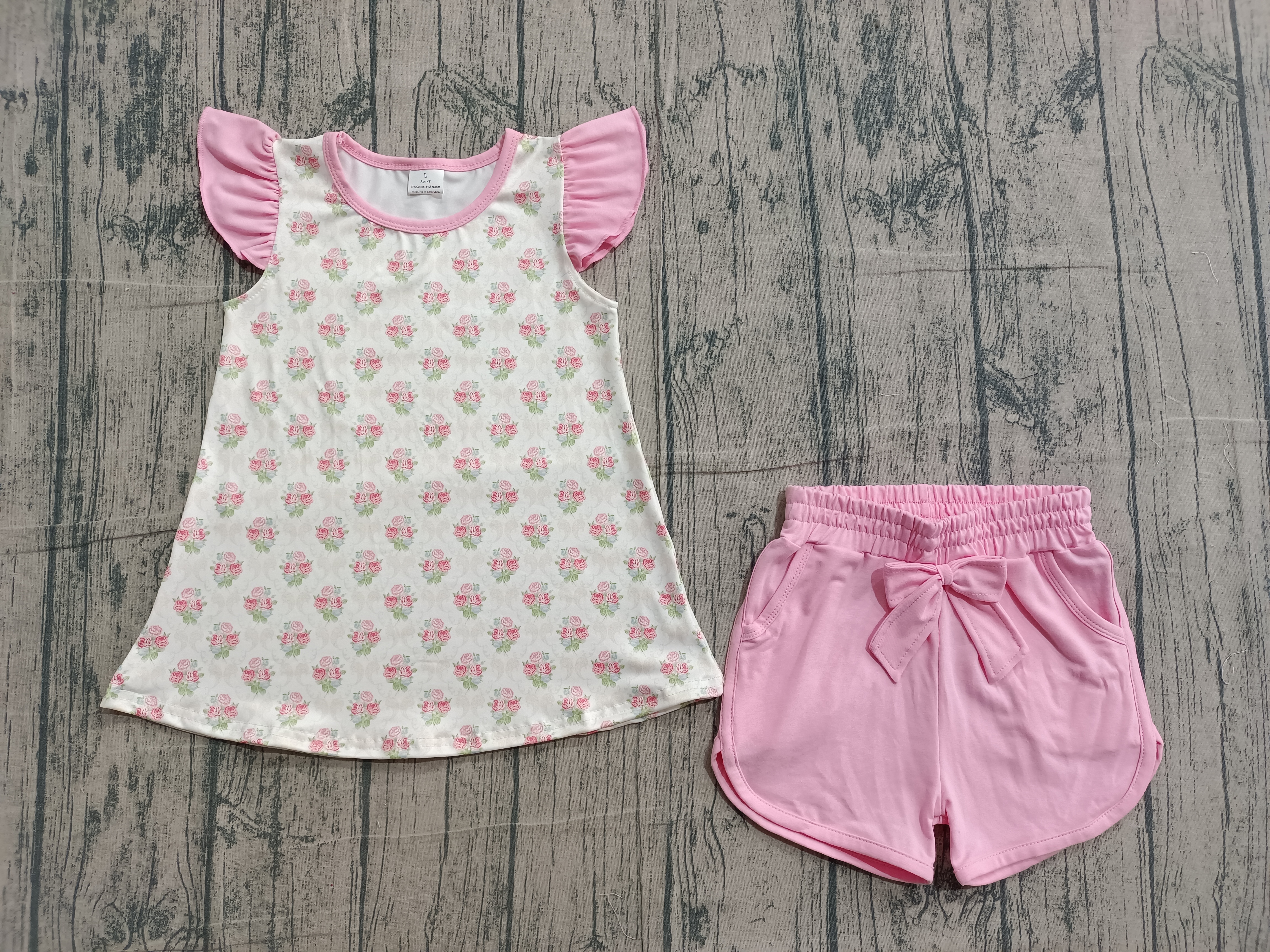 GSSO3129  pre-order kids clothes flower print girl summer clothing set  shorts set -real pic 2026.2.1 