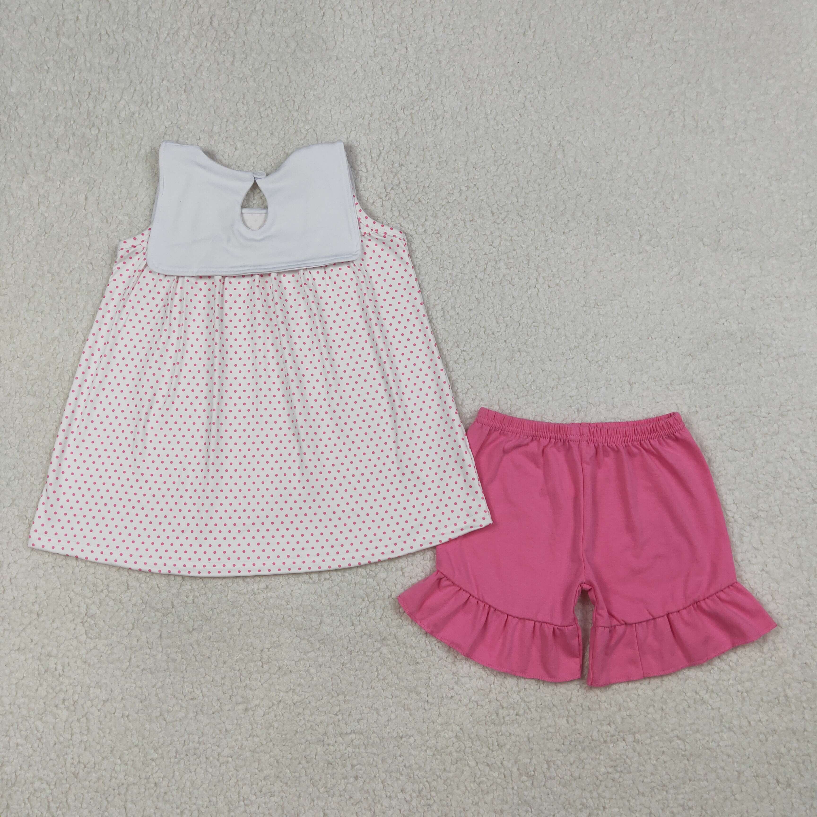 GSSO3019 RTS baby girl clothes cross embroidery toddler girl easter summer outfit