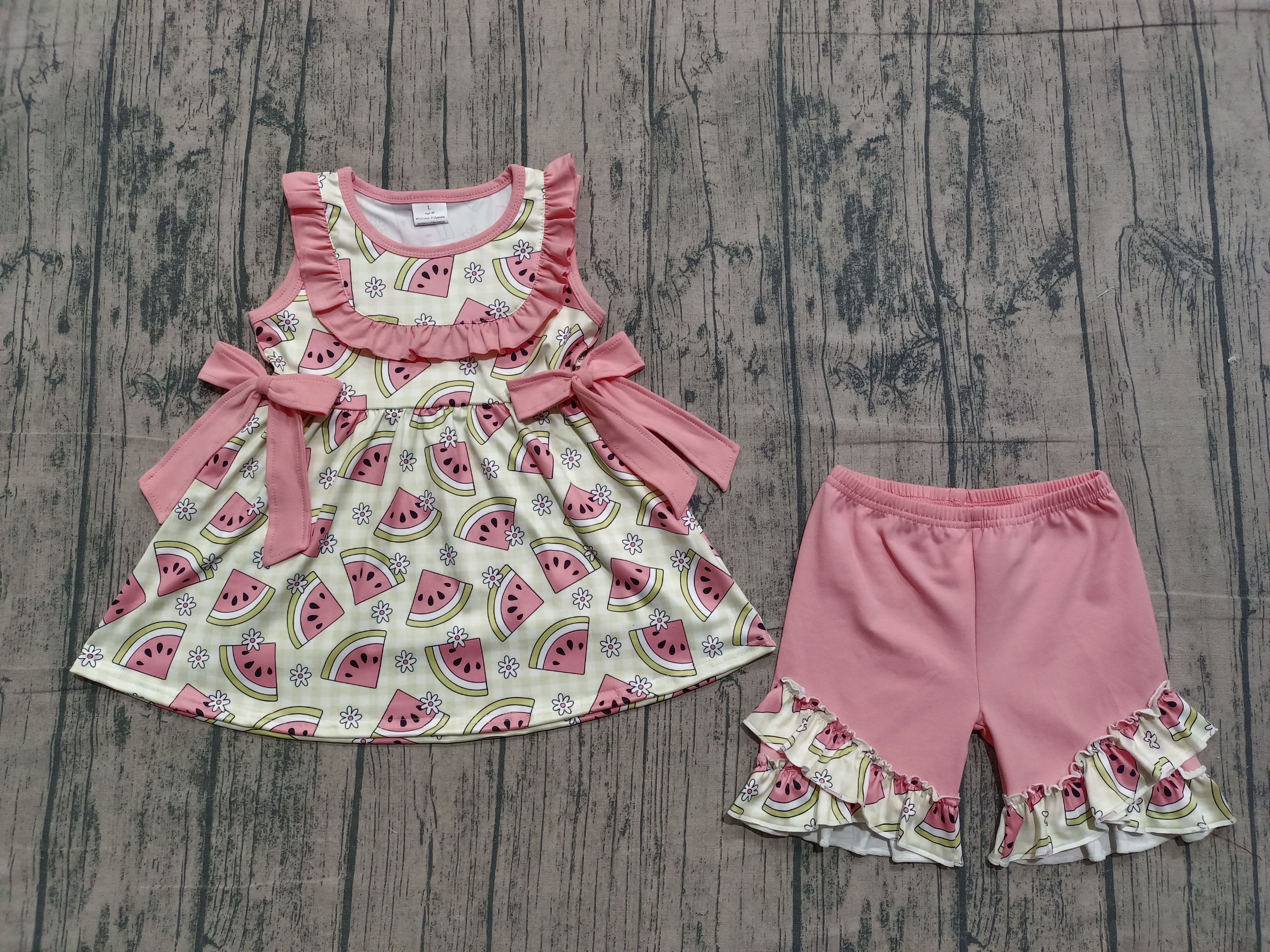 GSSO3118 pre-order kids clothes watermelon girl summer clothing set  shorts set- real pic 2026.1.20 