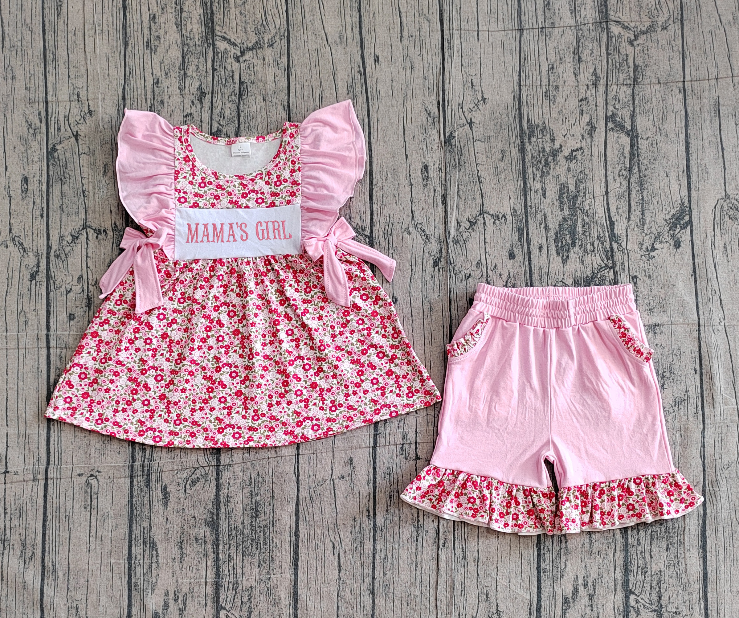 GSSO3131 pre-order kids clothes mama’s girl print girl summer clothing embroidery set-real pic 2026.3.11