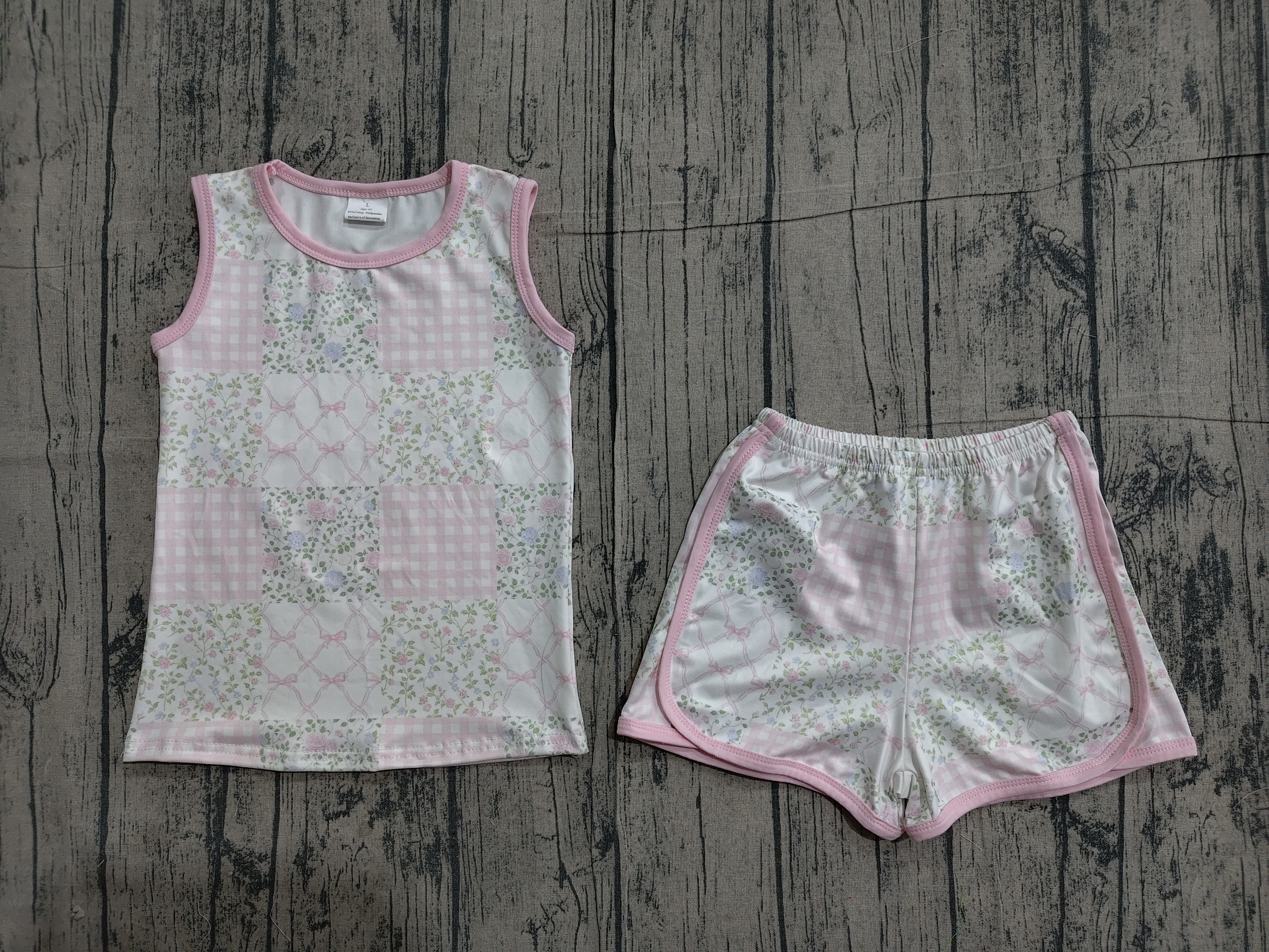 GSSO3168 pre-order kids clothes flower print girl summer clothing set-real pic 2026.3.23