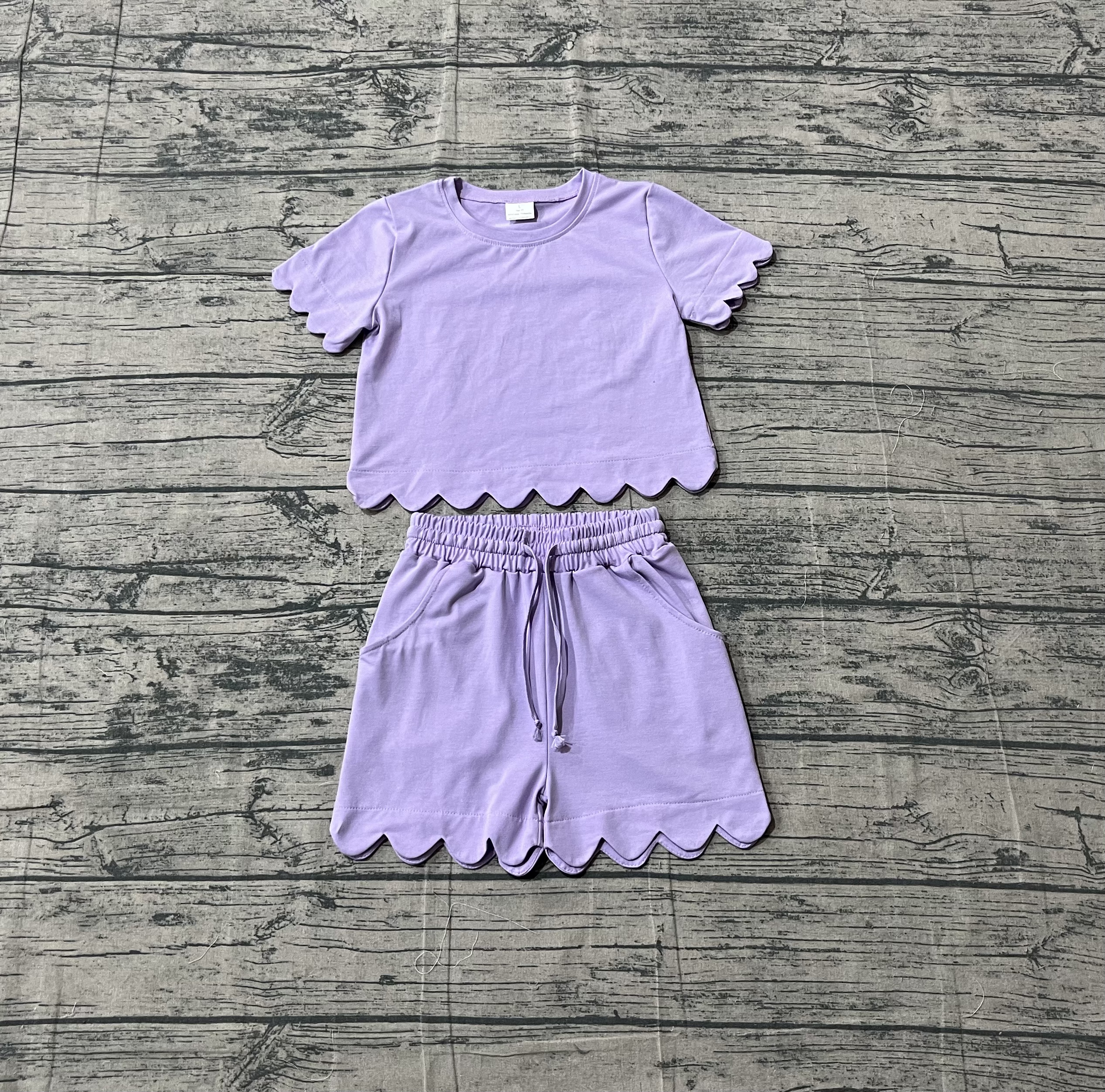GSSO3171 pre-order kids clothes purple print girl summer clothing set-real pic 2026.1.17 