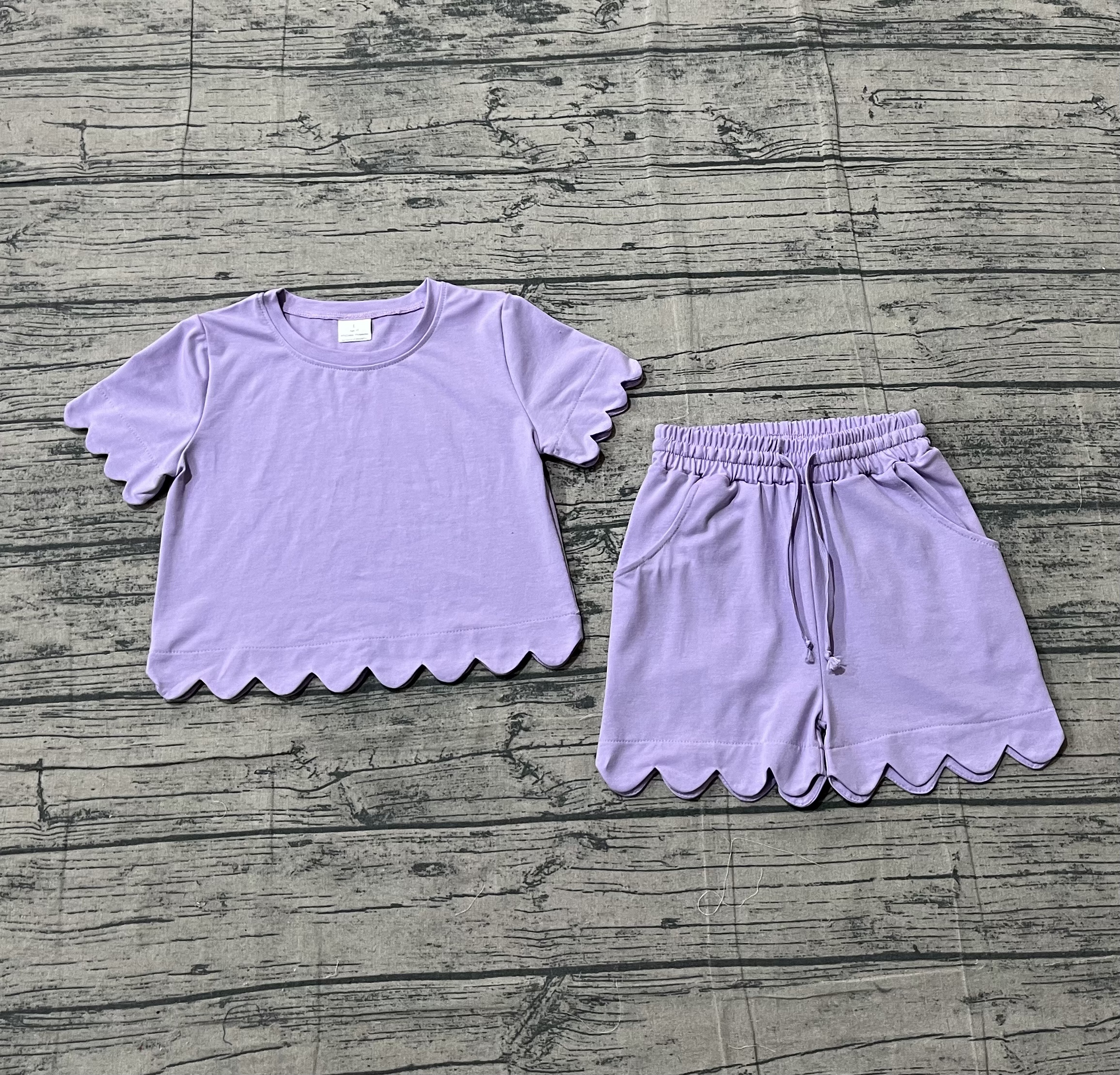 GSSO3171 pre-order kids clothes purple print girl summer clothing set-real pic 2026.1.17 