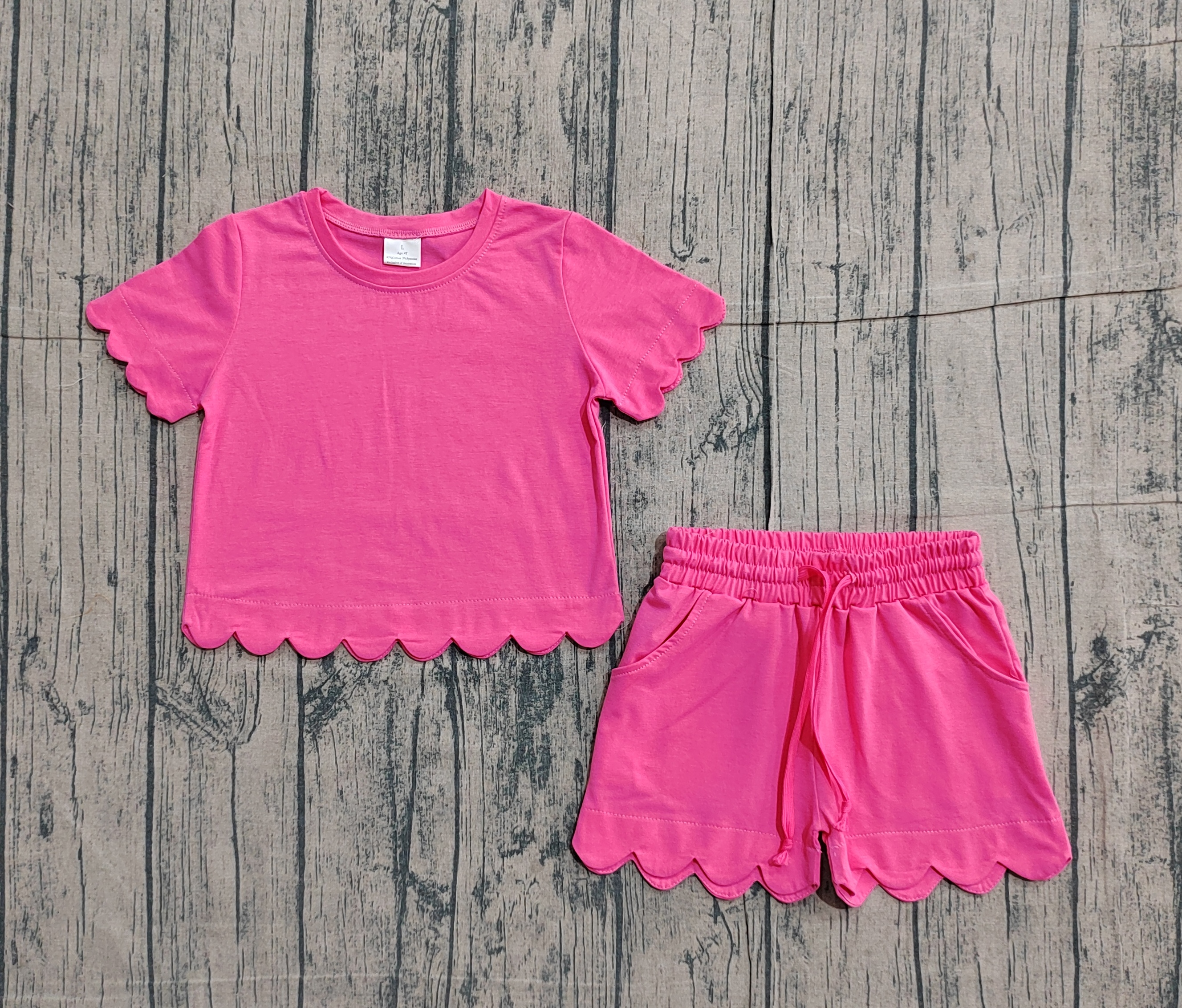  GSSO3176 pre-order kids clothes pink print girl summer clothing set-real pic 2026.1.22 