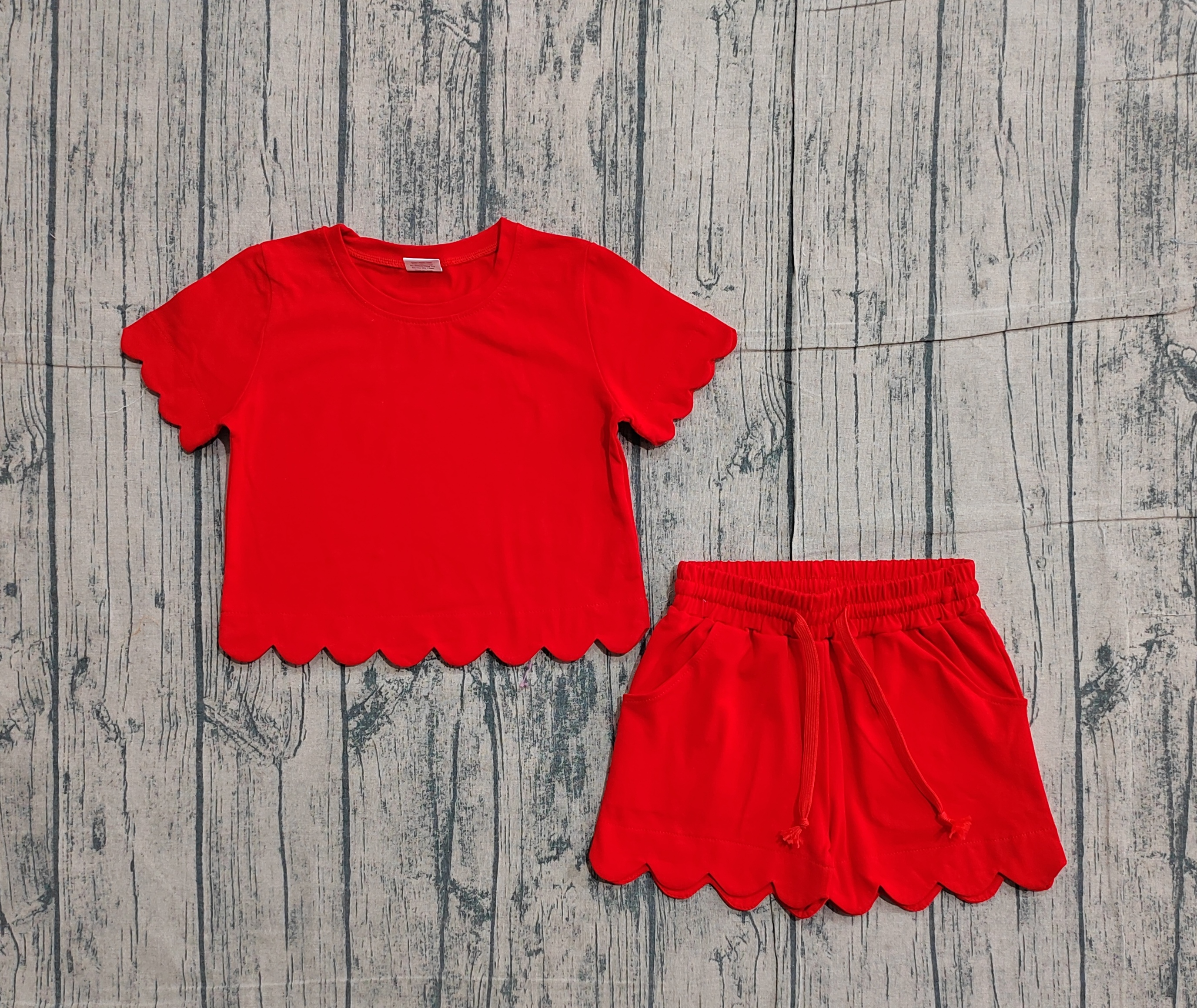  GSSO3177 pre-order kids clothes red print girl summer clothing set-real pic 2026.1.22 
