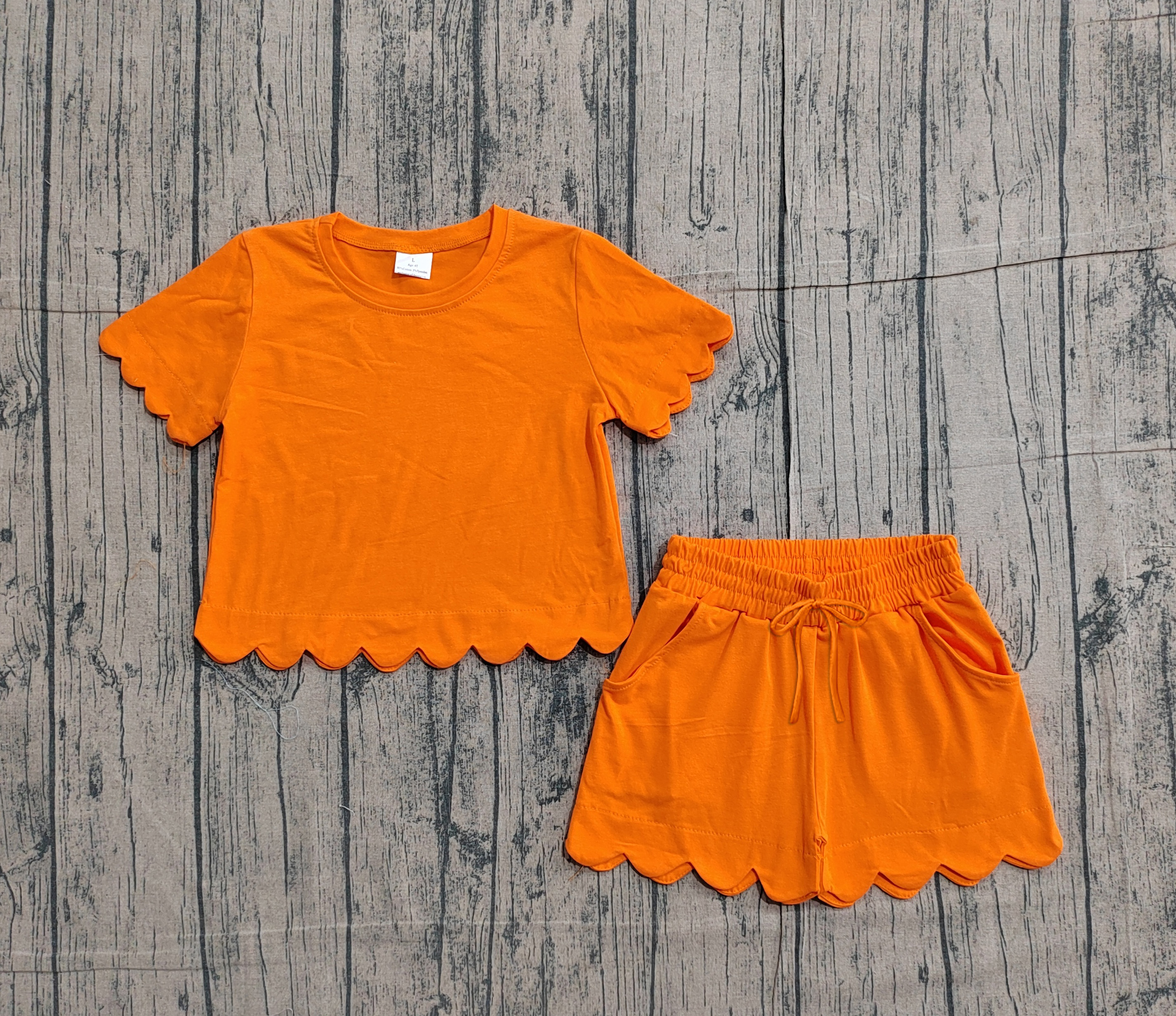 GSSO3178 pre-order kids clothes orange print girl summer clothing set-real pic 2026.1.22