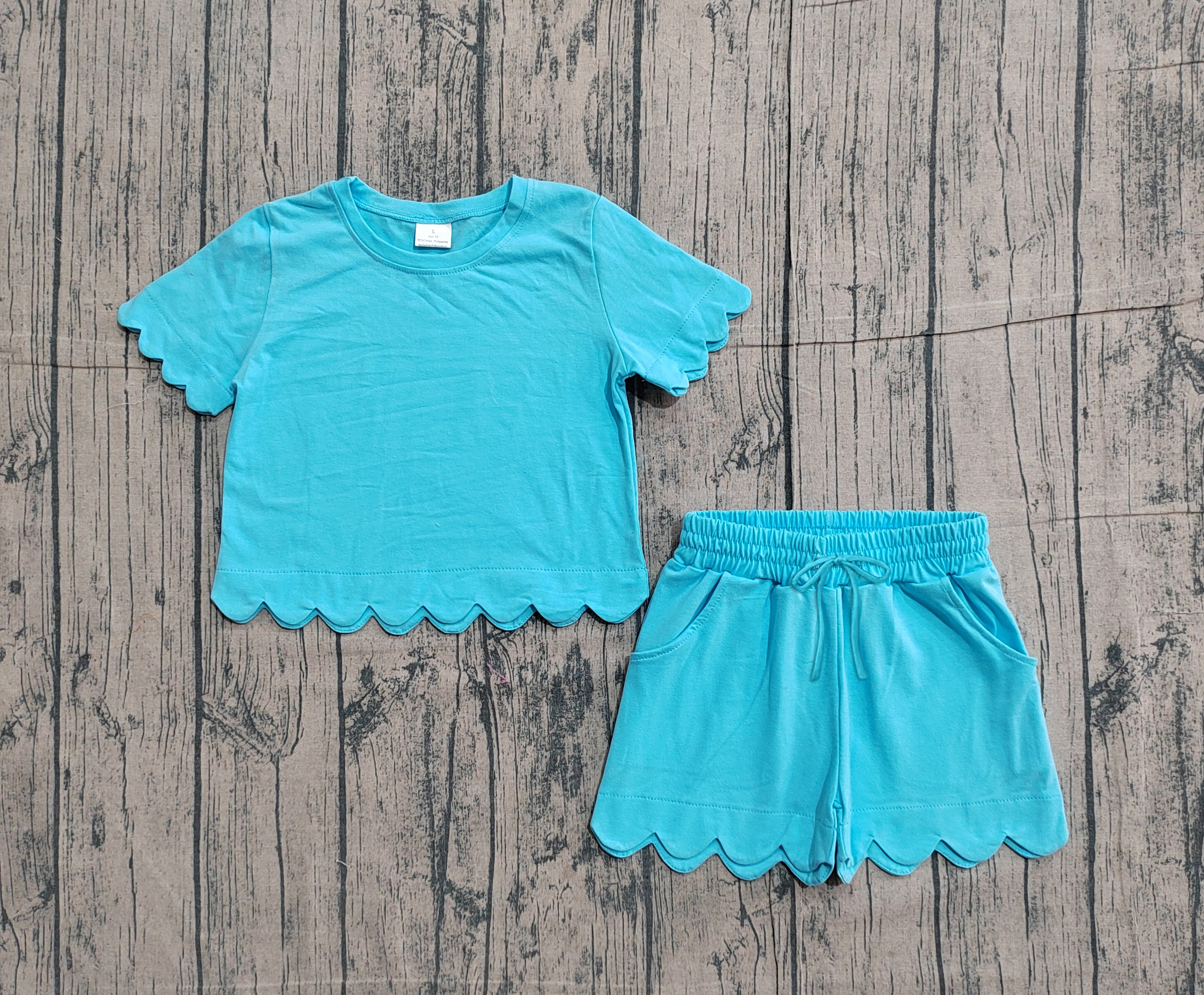GSSO3180 pre-order kids clothes blue print girl summer clothing set-real pic 2026.1.22 