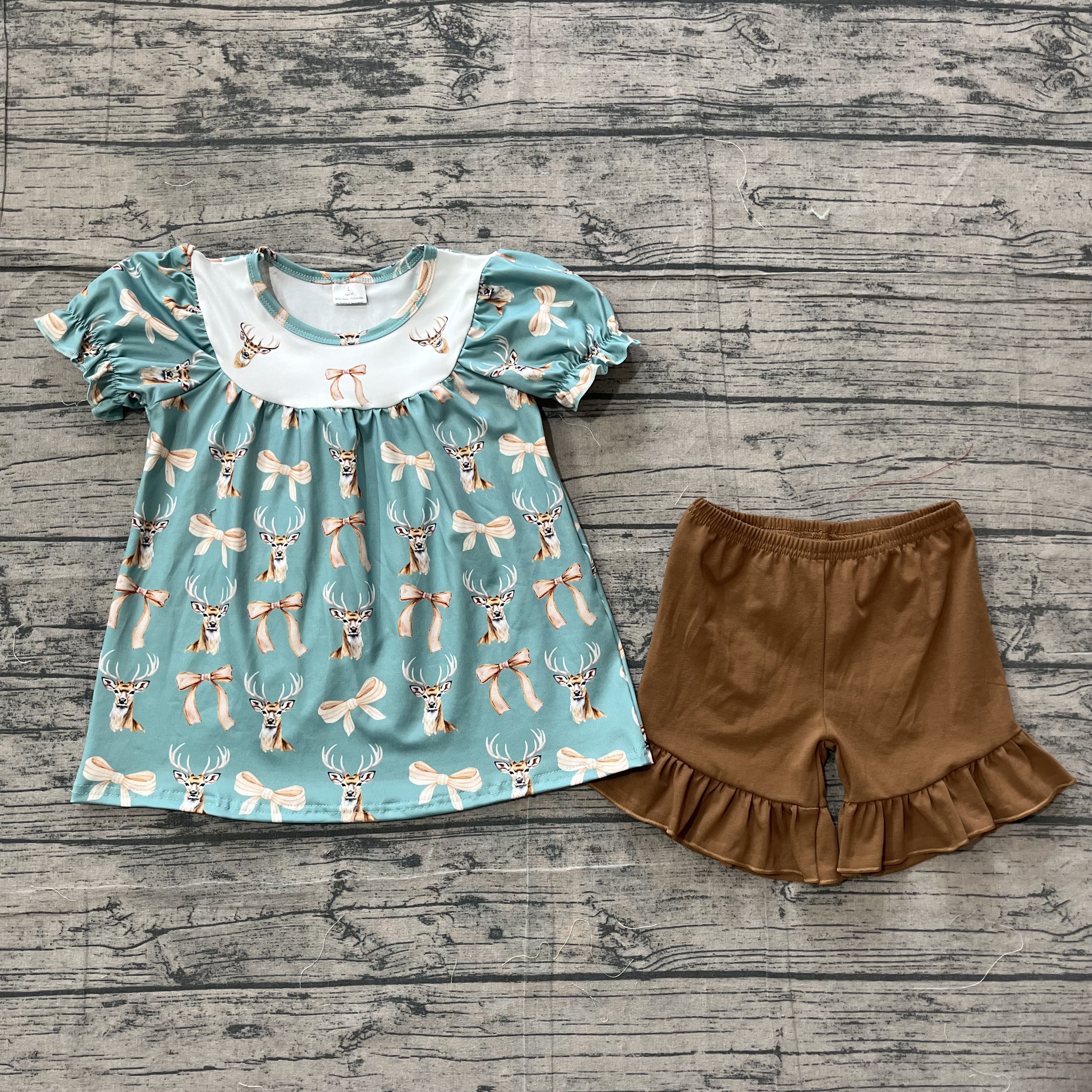 GSSO3212 pre-order kids clothes hunting print girl summer clothing set-real pic 2026.3.14 