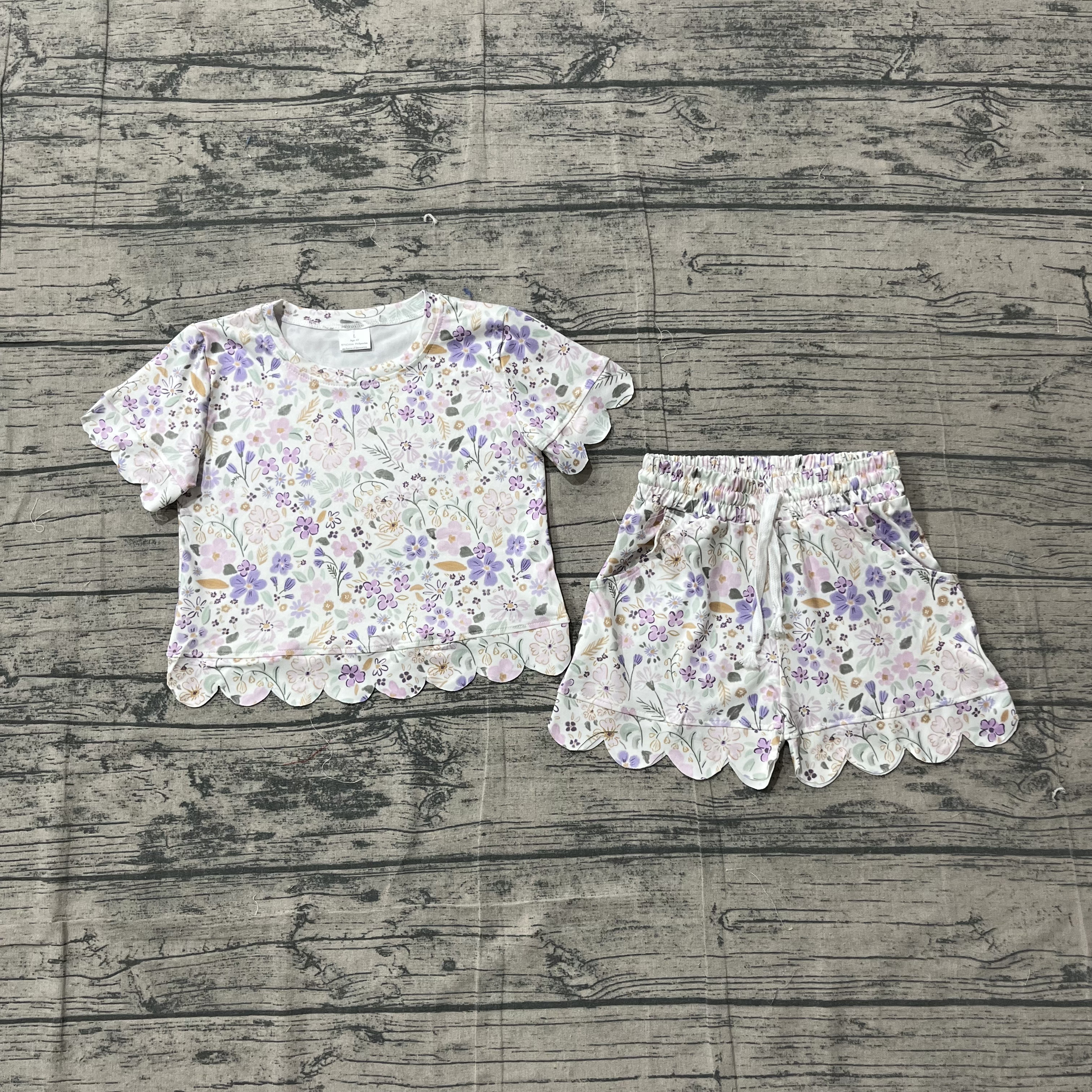 GSSO3267 pre-order kids clothes flower print girl summer clothing set-real pic 2026.3.20 