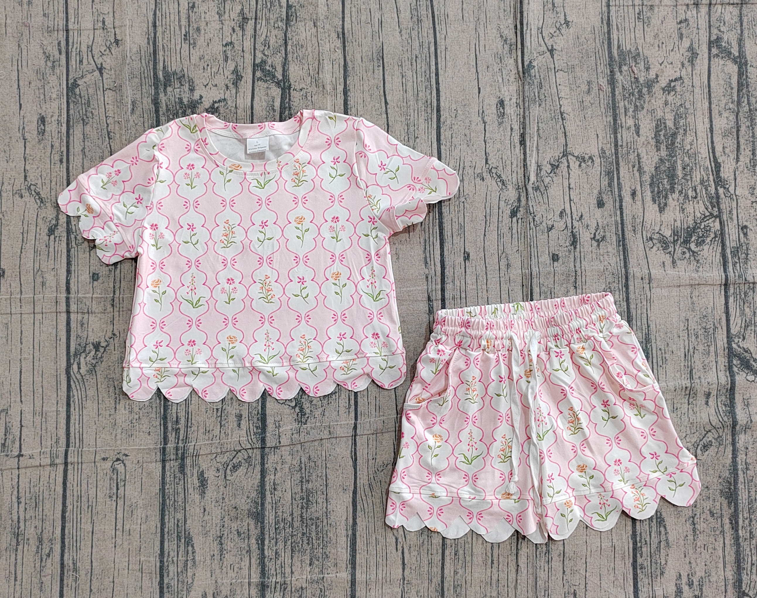 GSSO3271 pre-order kids clothes flower print girl summer clothing set-real pic 2026.3.6 