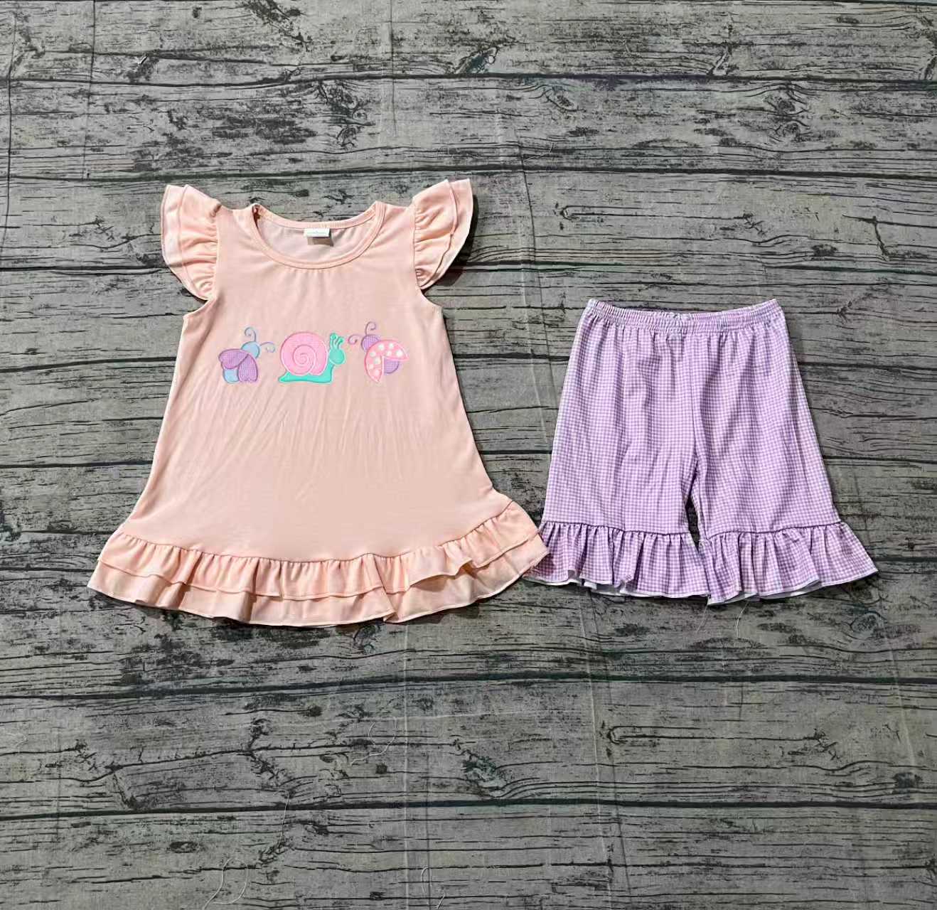 GSSO3305 pre-order kids clothes insect print girl summer outfit  clothing embroidery set-real pic 2026.3.3