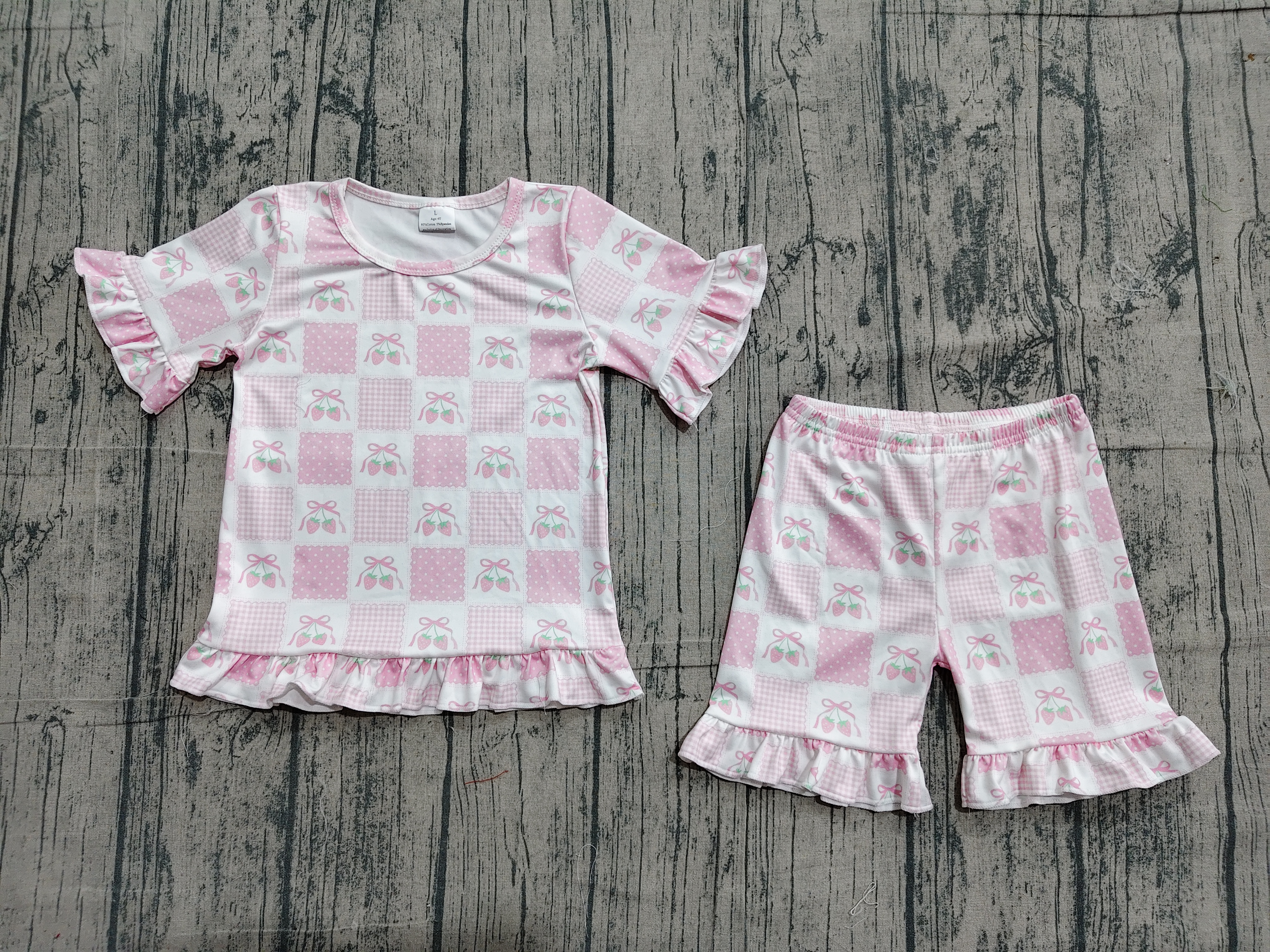 GSSO3342 pre-order kids clothes strawberry print girl summer outfit  clothing set-real pic 2026.4.23 