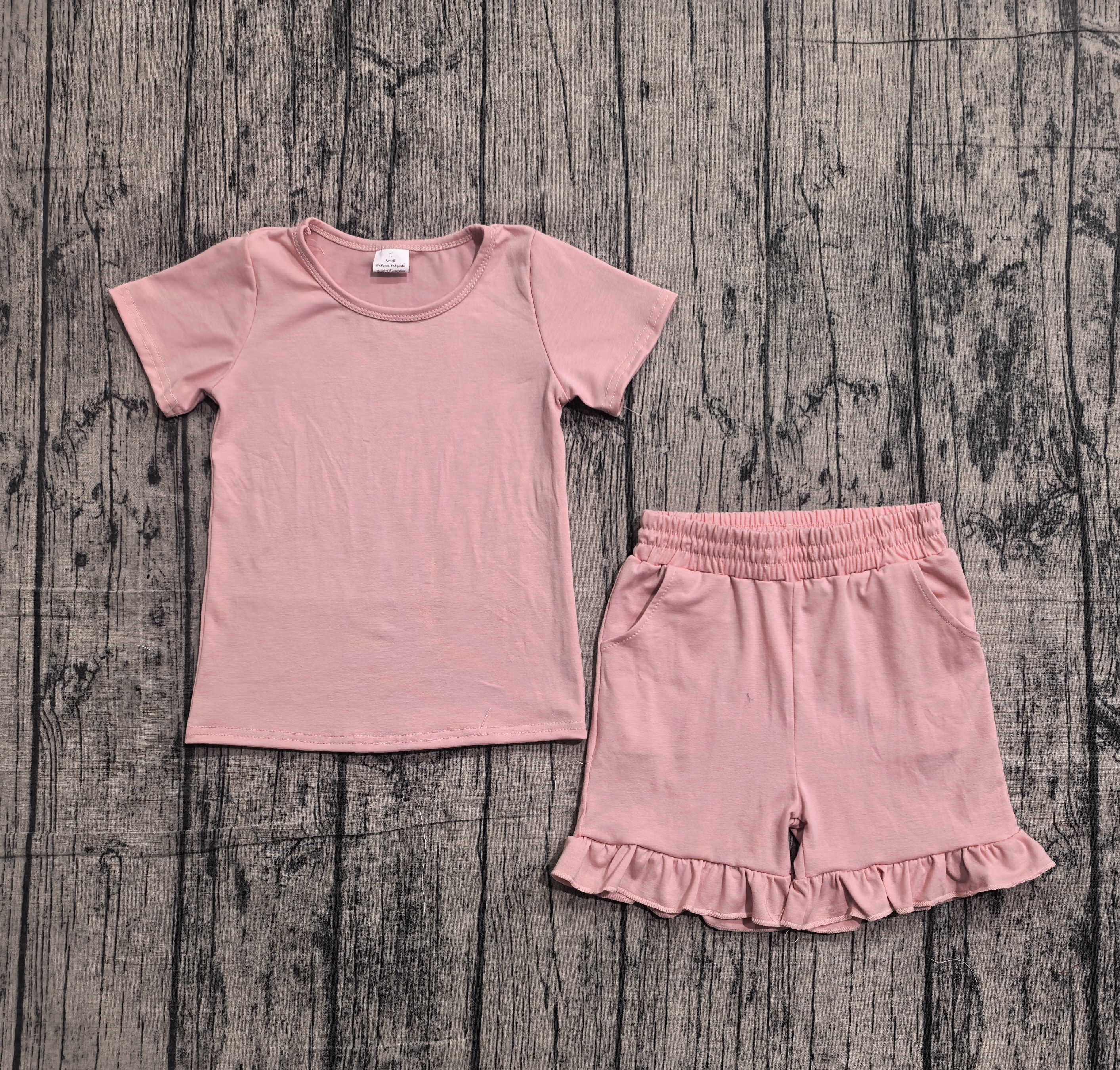 GSSO3348 pre-order kids clothes pink print girl summer outfit  clothing set-real pic 2026.4.17 