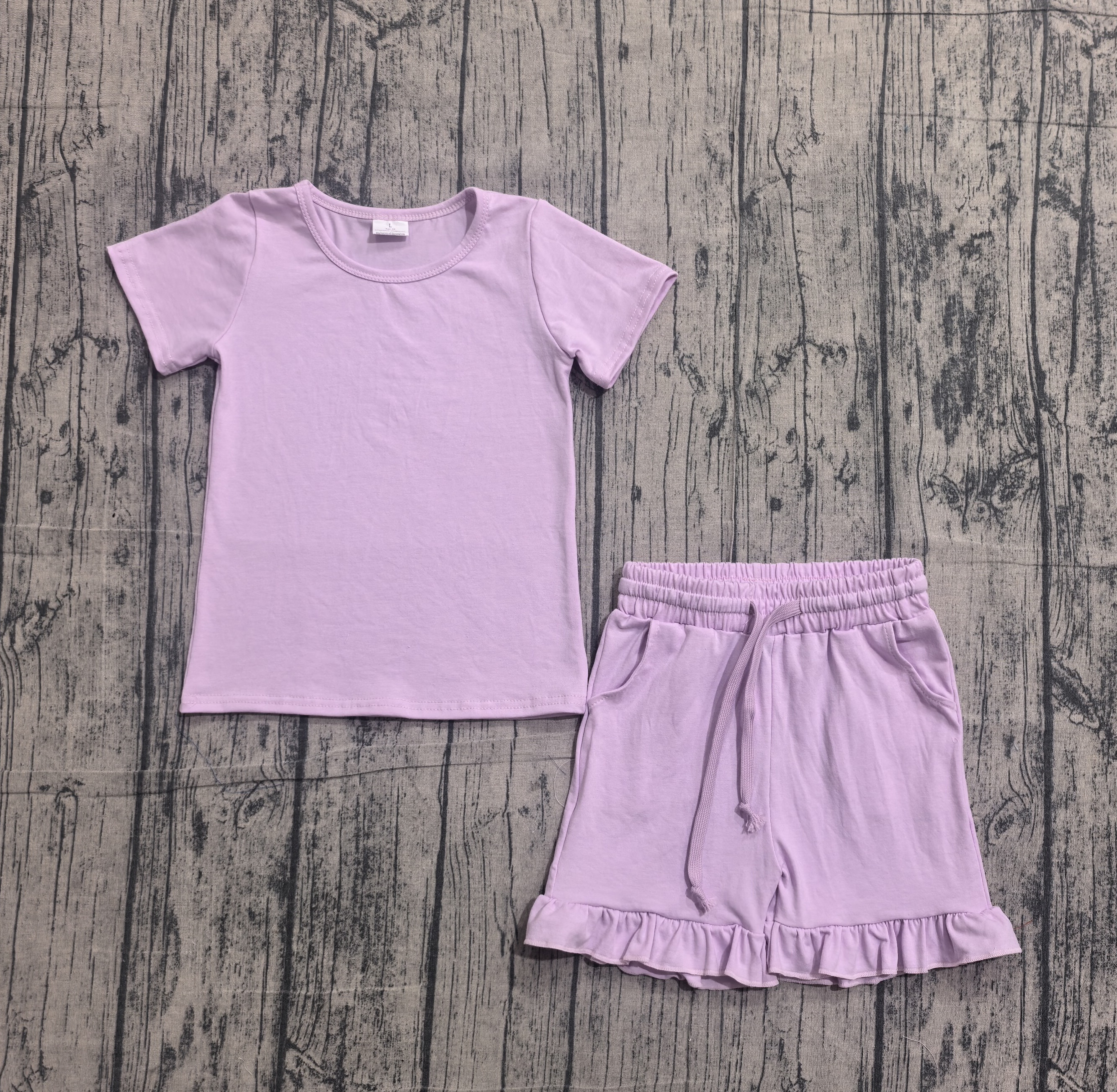 GSSO3350 pre-order kids clothes purple print girl summer outfit  clothing set-real pic 2026.4.17 