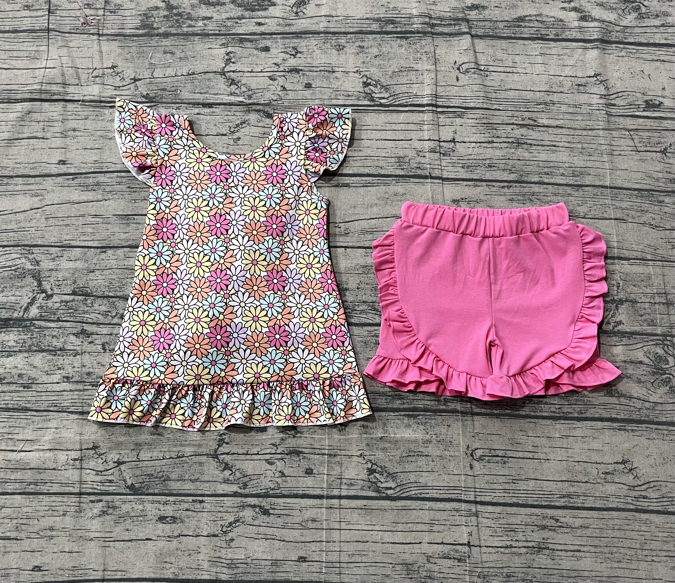 GSSO3353 pre-order kids clothes flower print girl summer outfit  clothing set-real pic 2026.3.12 