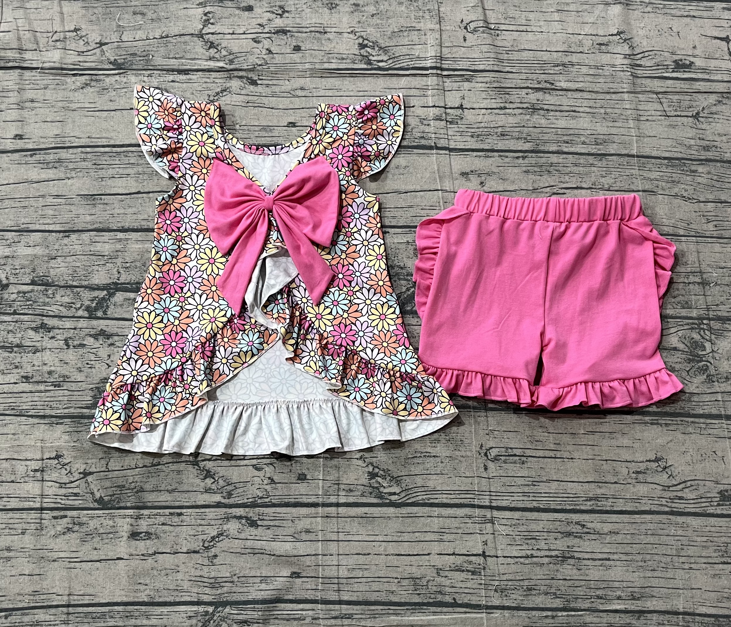 GSSO3353 pre-order kids clothes flower print girl summer outfit  clothing set-real pic 2026.3.12 