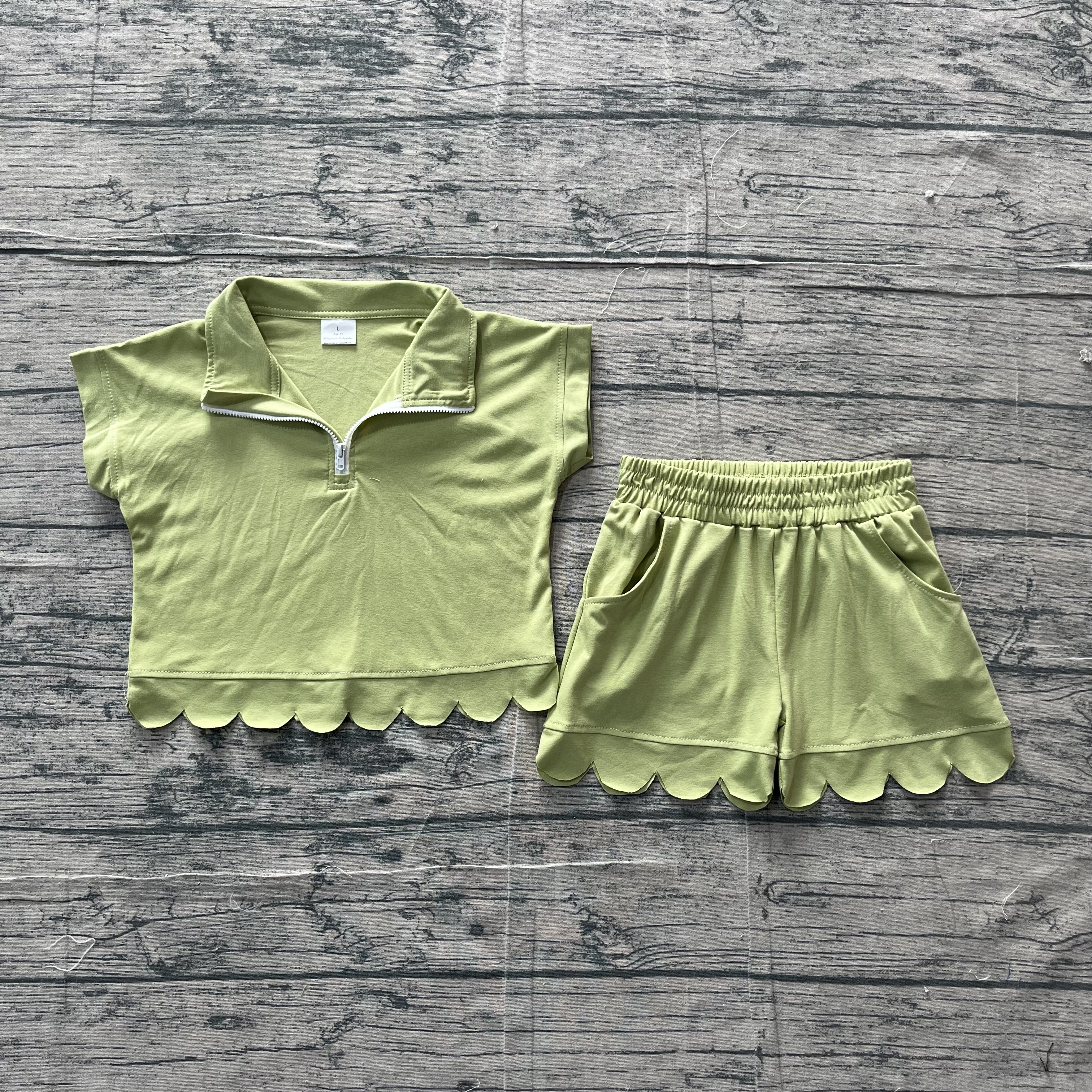 GSSO3375 pre-order kids clothes green color girl summer outfit  clothing set-real pic 2026.3.18 