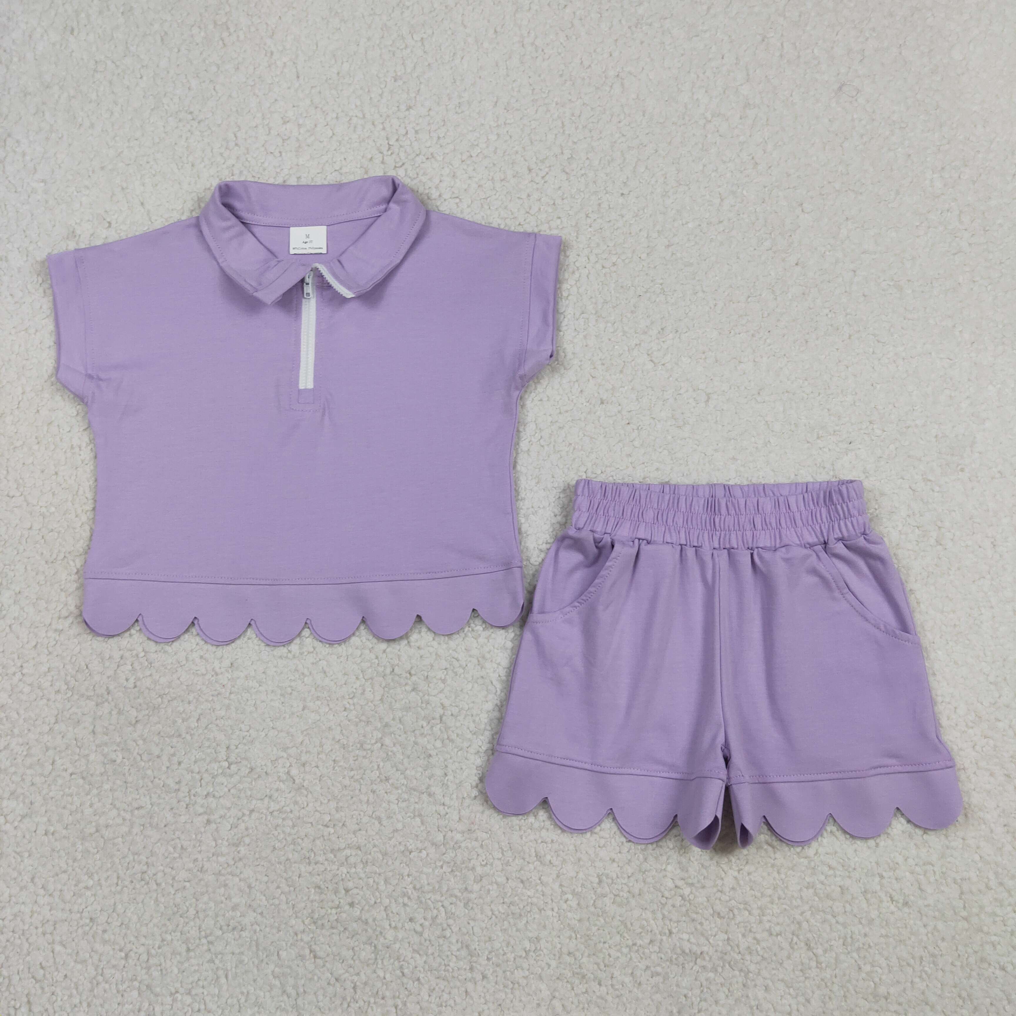 GSSO3377 RTS kids clothes purple color girl summer outfit  clothing set
