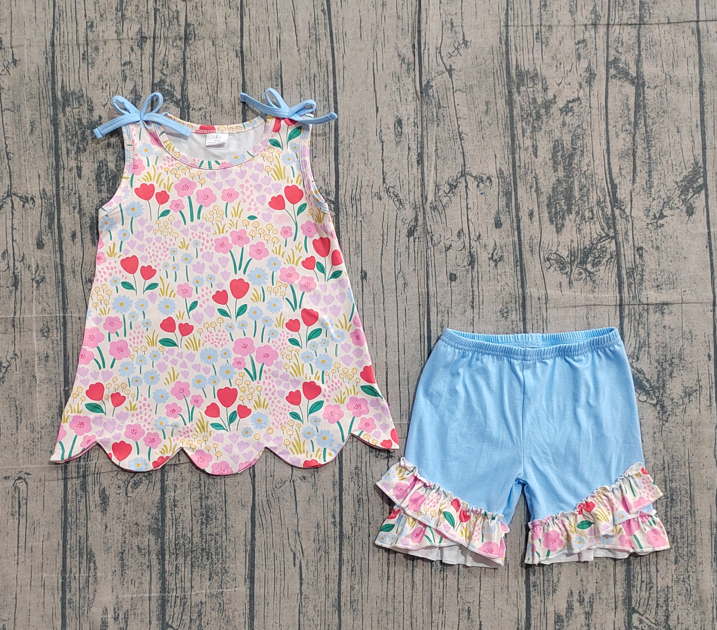 GSSO3390 pre-order kids clothes flower print girl summer outfit  clothing set-real pic 2026.3.8 