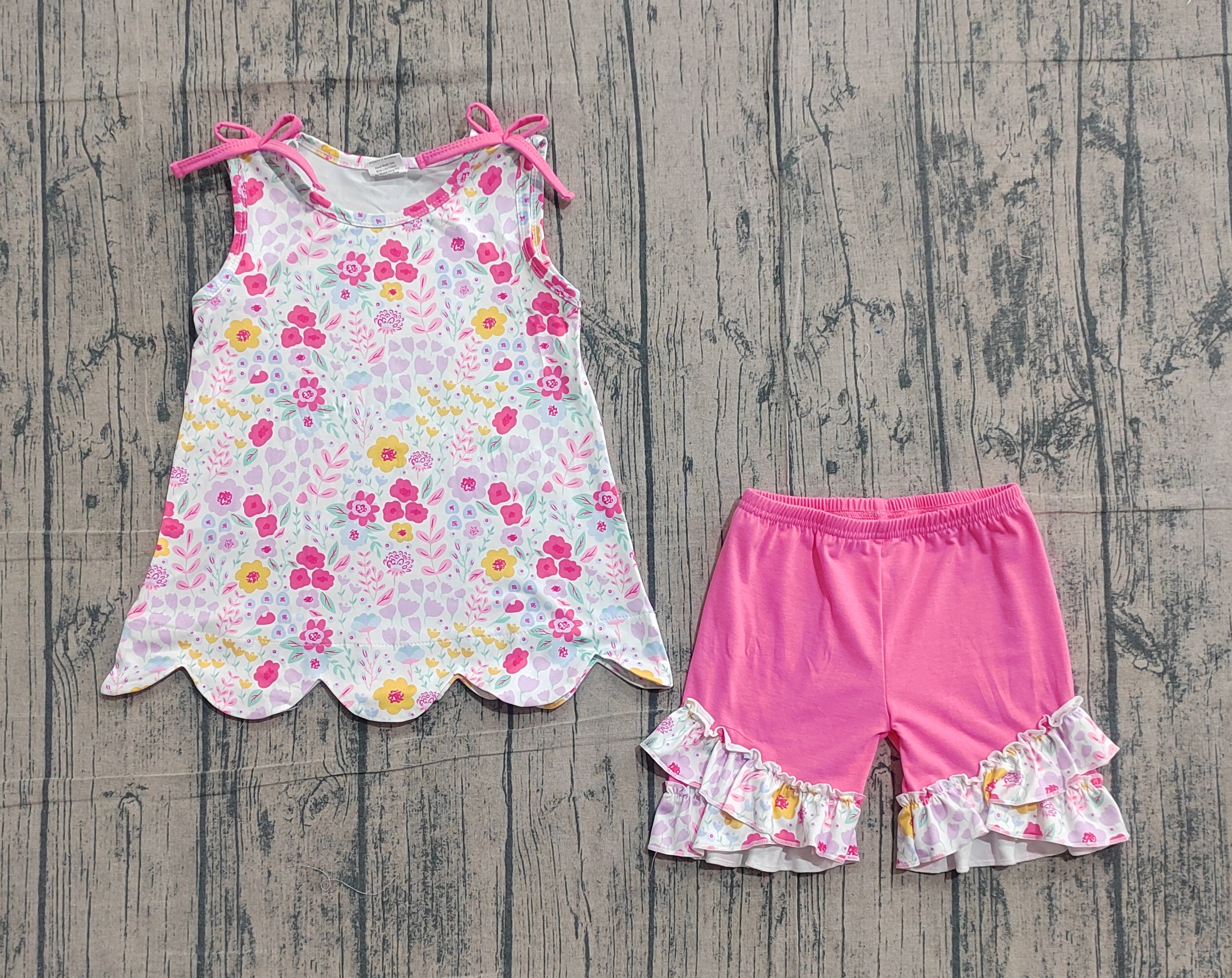 GSSO3391 pre-order kids clothes flower print girl summer outfit  clothing set-real pic 2026.3.8 