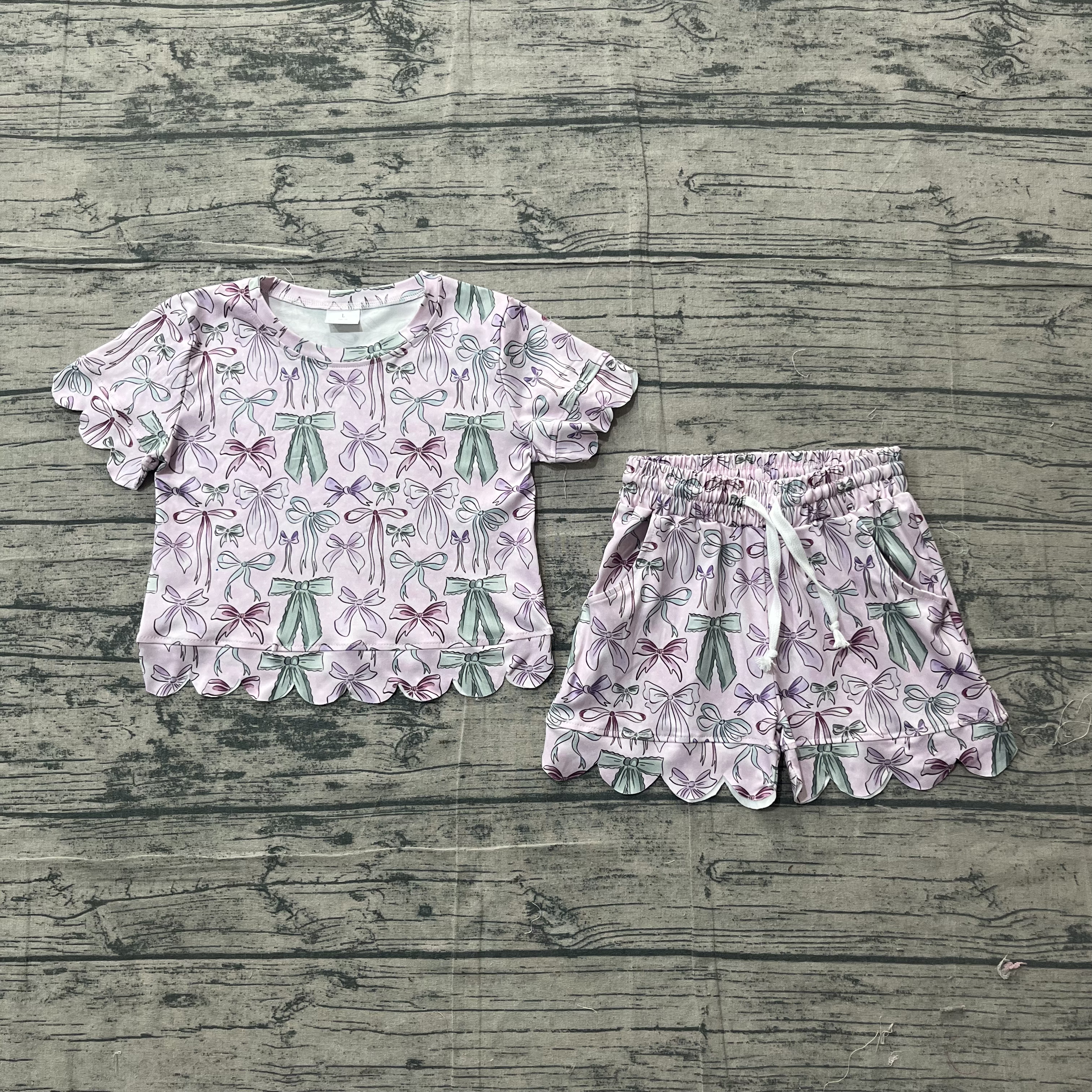 GSSO3409 pre-order kids clothes bows print girl summer outfit  clothing set-real pic 2026.3.17 