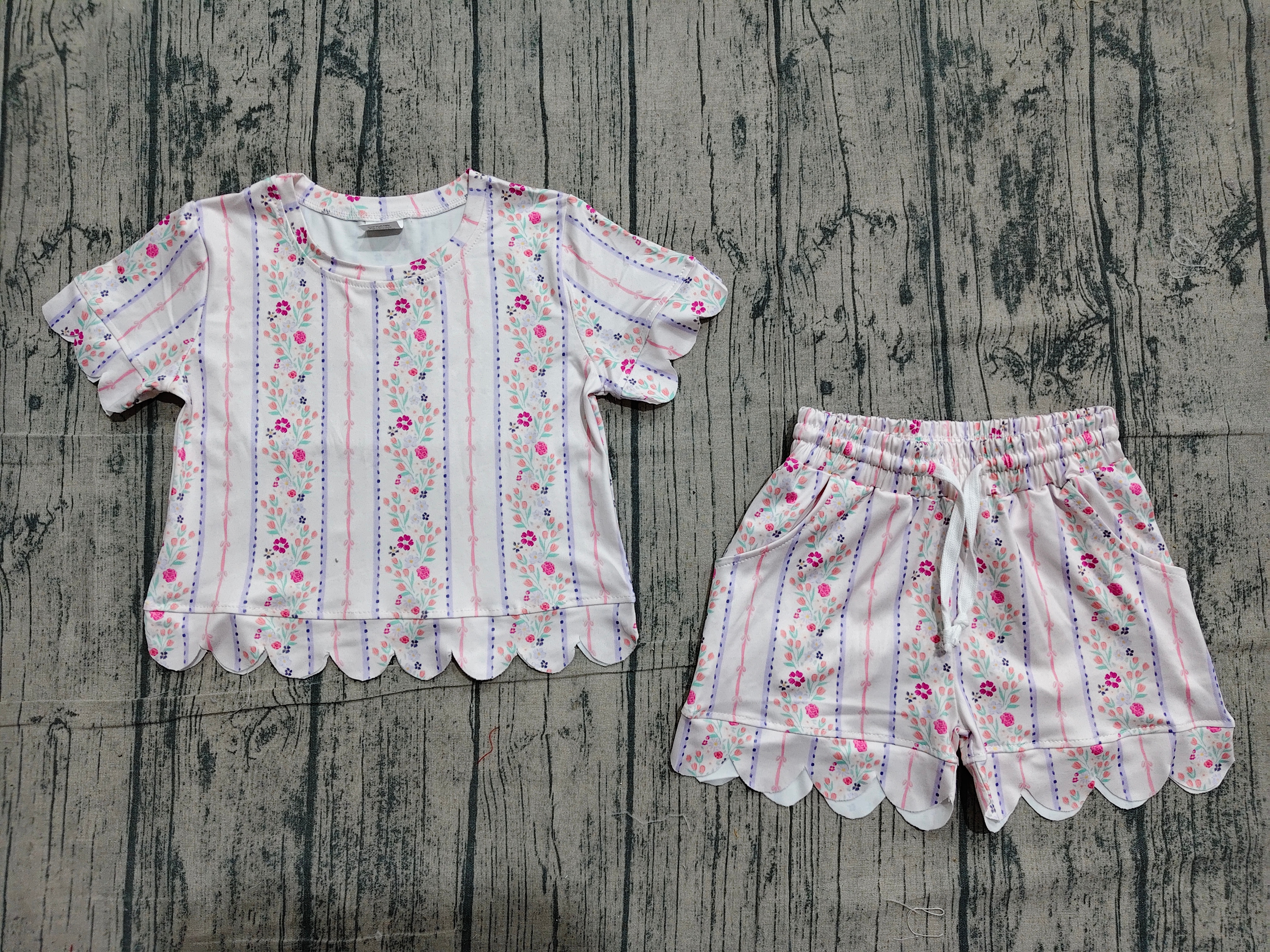 GSSO3411 pre-order kids clothes flower print girl summer outfit  clothing set-real pic 2026.4.23 