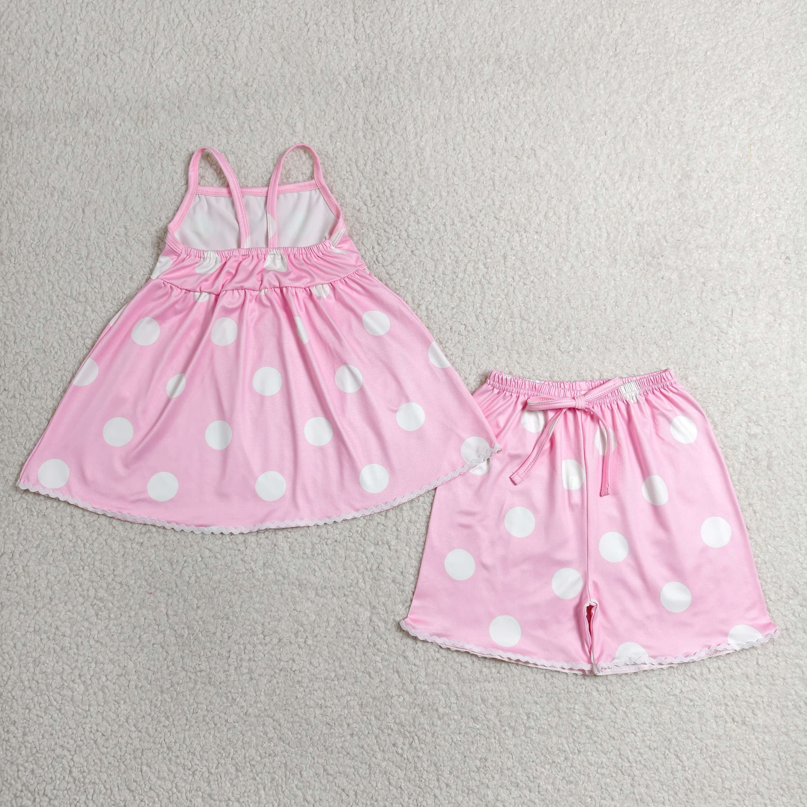 GSSO3417 RTS kids clothes dots girl summer outfit  clothing set summer shorts set
