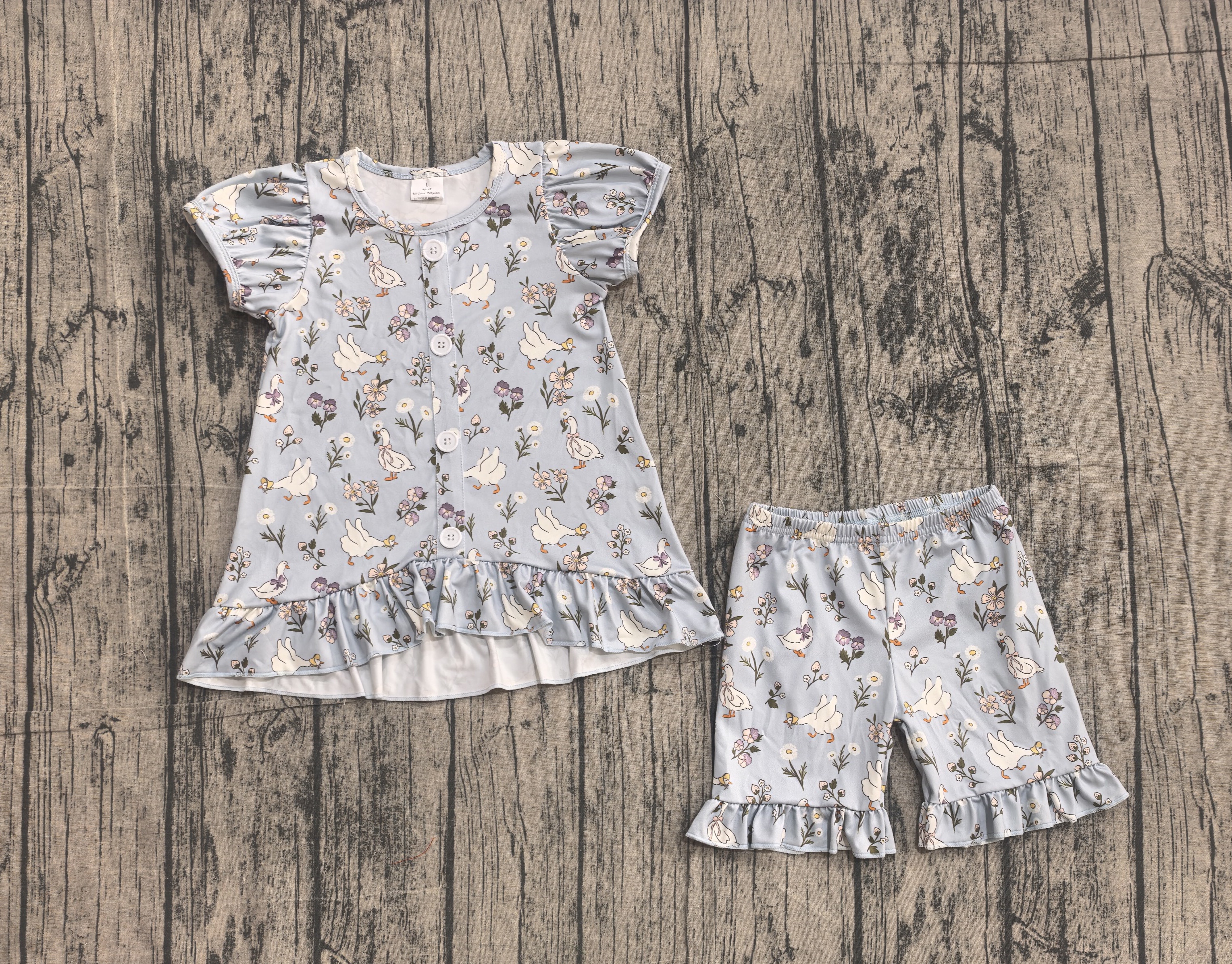 GSSO3433 pre-order kids clothes goose print girl summer outfit  clothing set-real pic 2026.4.28 