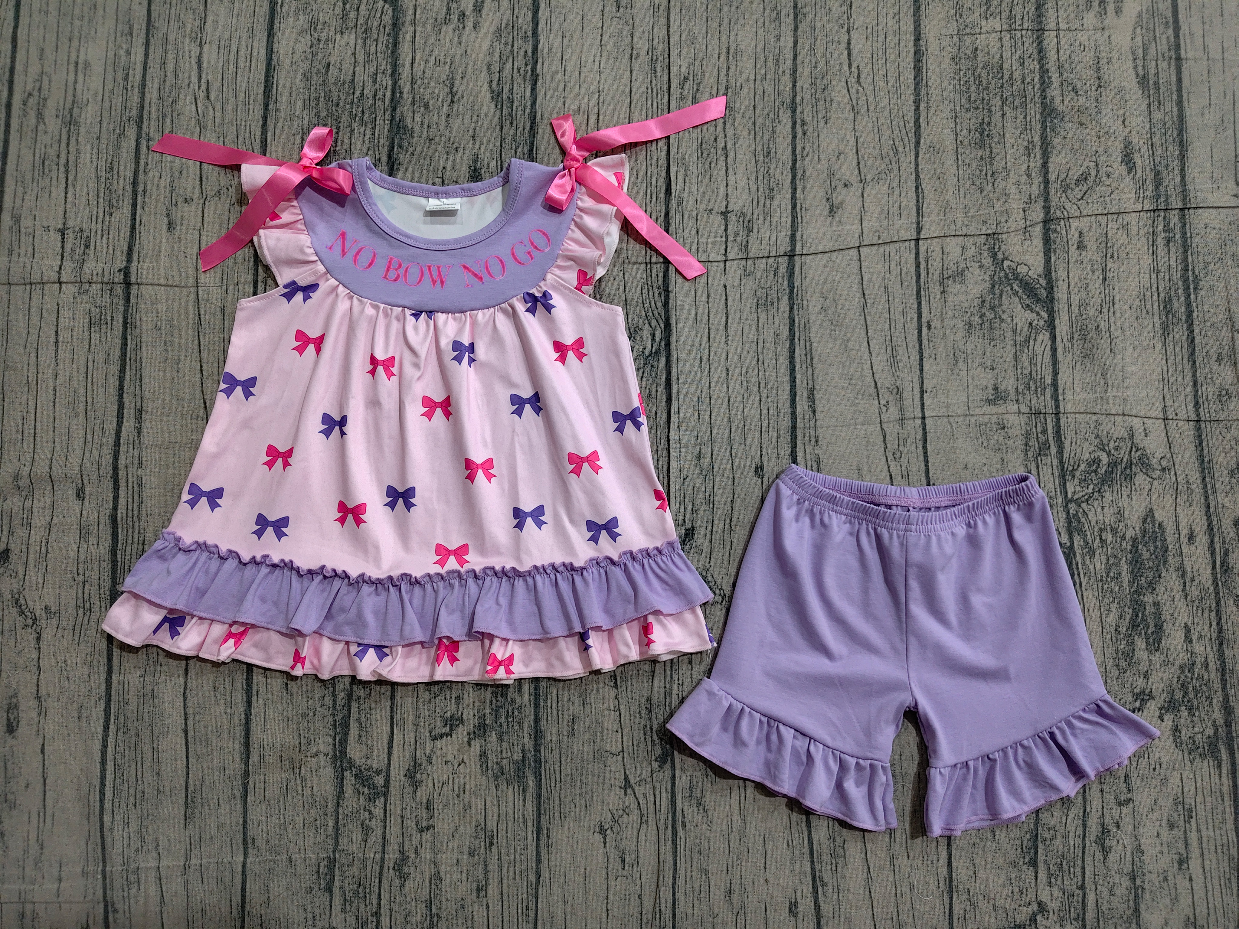 GSSO3460 pre-order kids clothes bows print girl summer outfit  clothing embroidery set-real pic 2026.3.23 