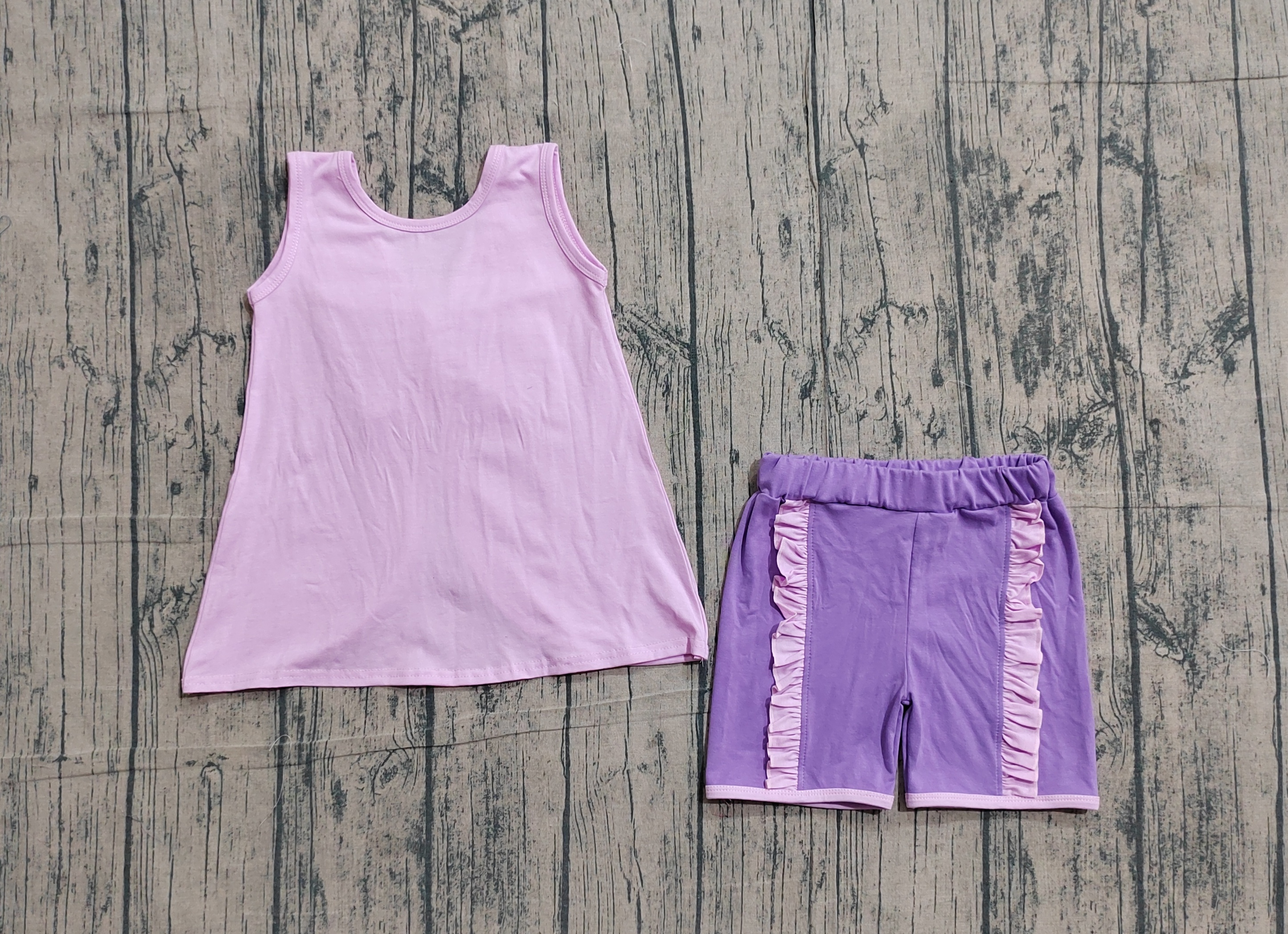 GSSO3461 pre-order kids clothes purple print girl summer outfit  clothing set-real pic 2026.3.20 