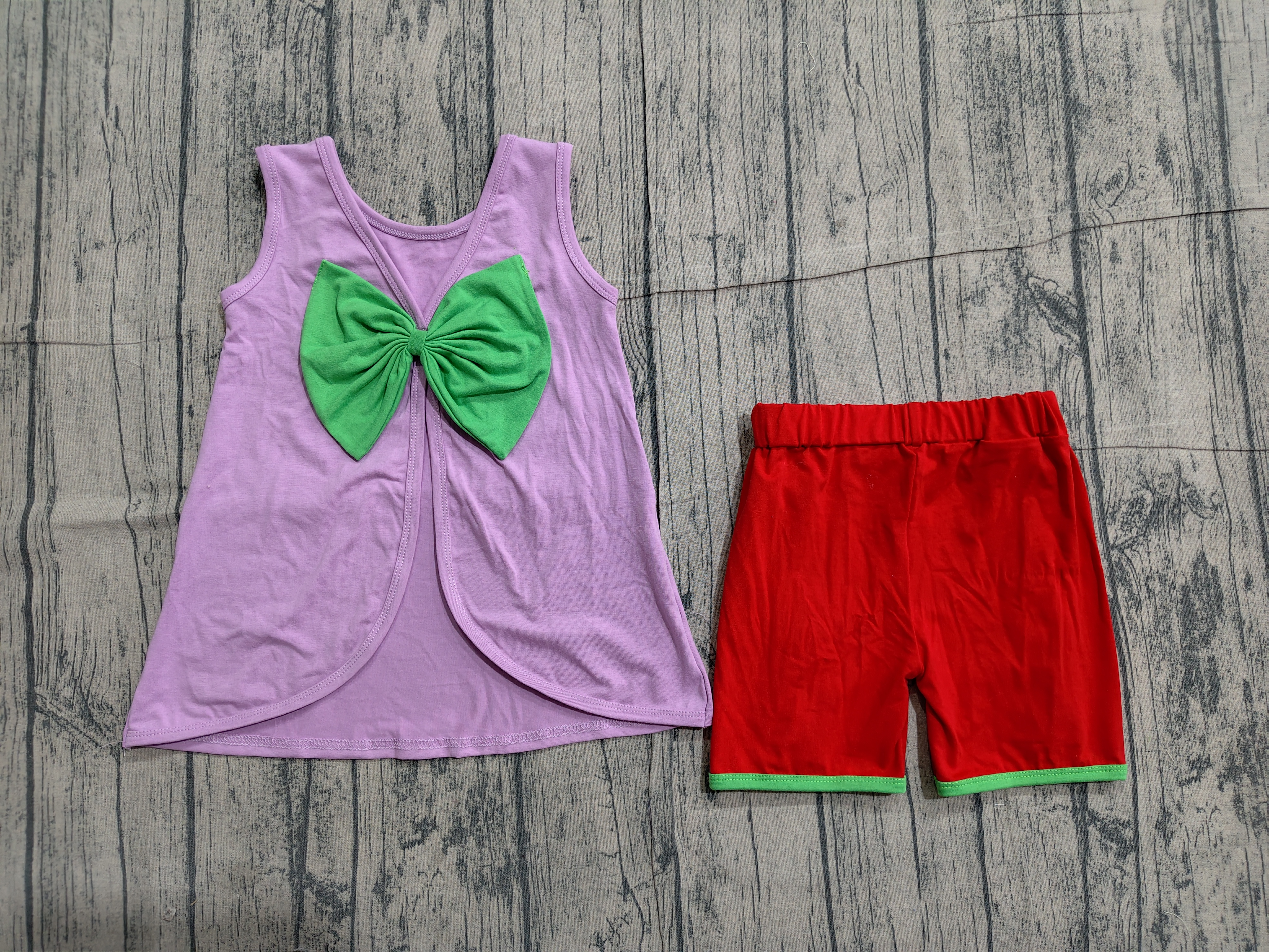 GSSO3465 pre-order kids clothes purple print girl summer outfit  clothing set-real pic 2026.3.23 