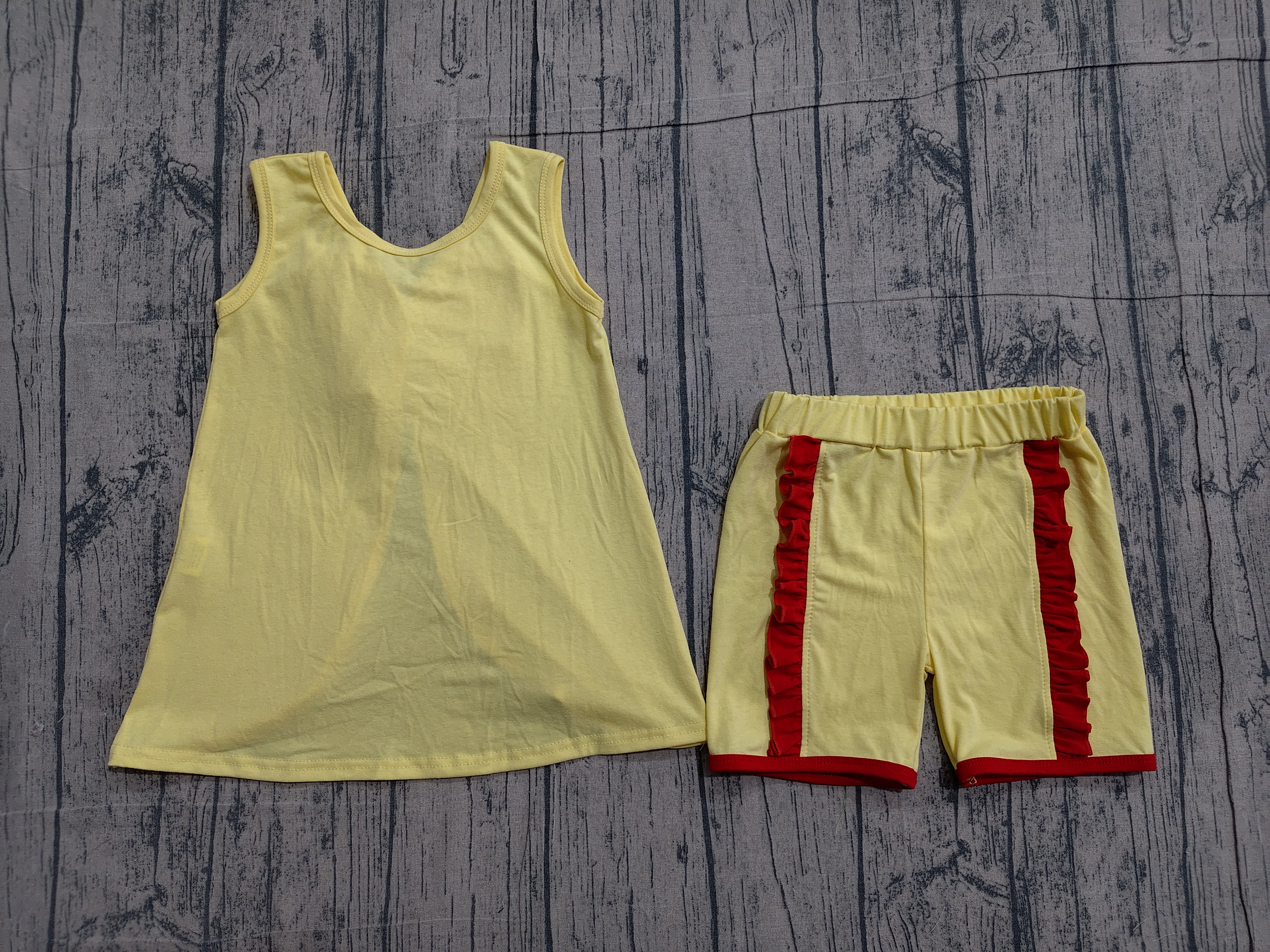 GSSO3466 pre-order kids clothes yellow print girl summer outfit  clothing set-real pic 2026.3.23 