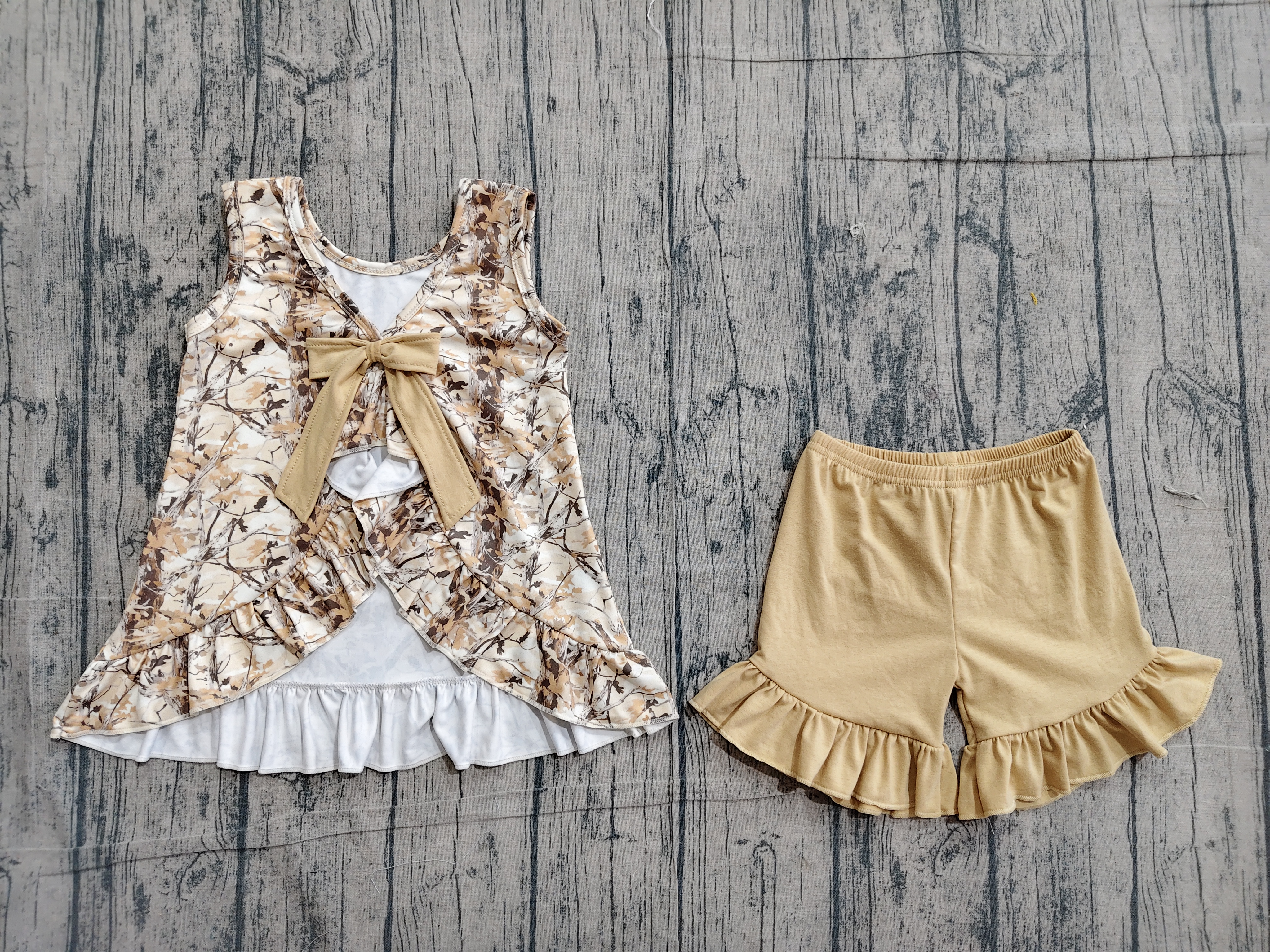 GSSO3467 pre-order kids clothes leaves print girl summer outfit  clothing set-real pic 2026.4.19 