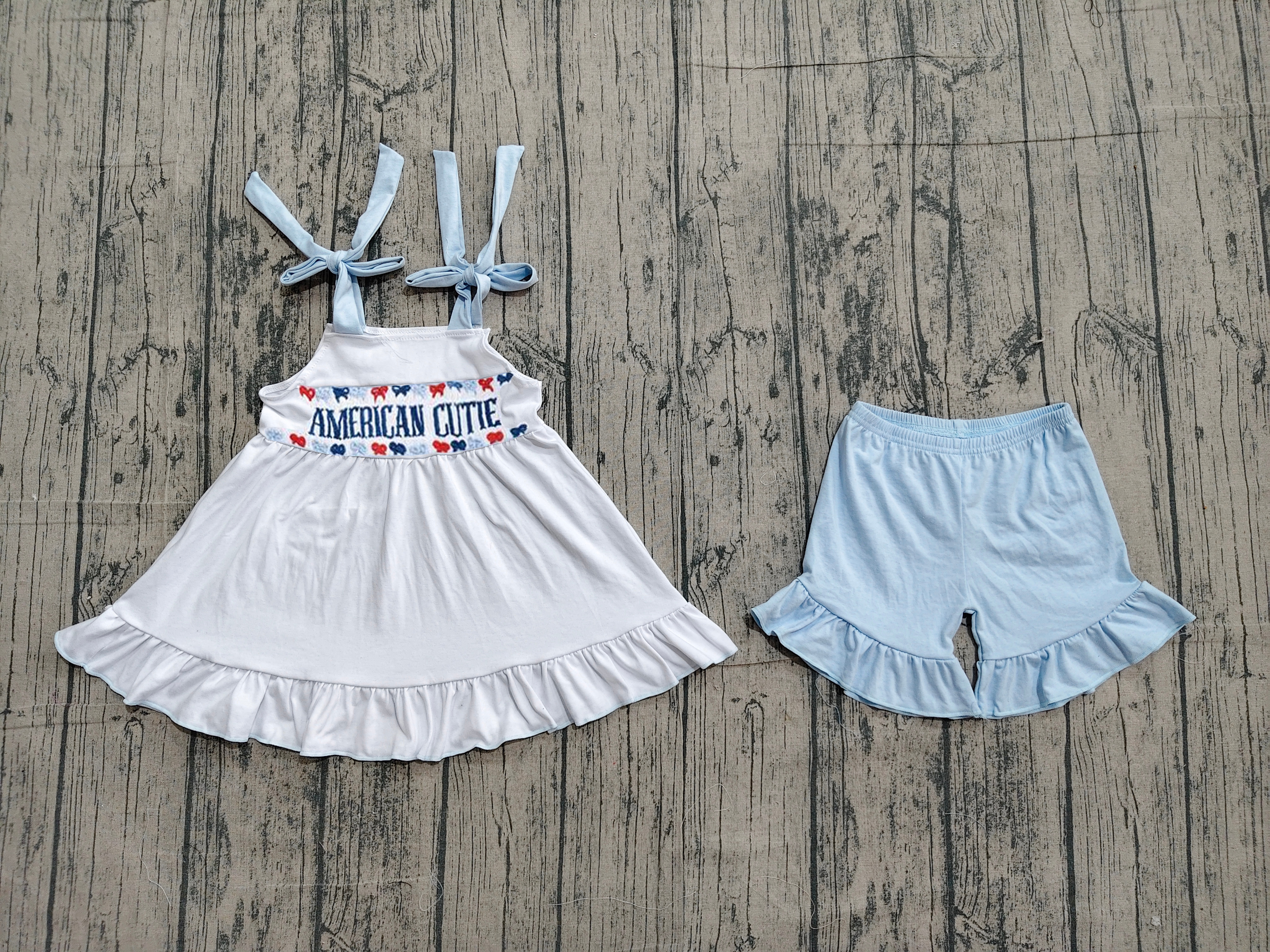 GSSO3480 pre-order kids clothes american print girl 4th of July summer outfit  clothing embroidery set-real pic 2026.4.12 