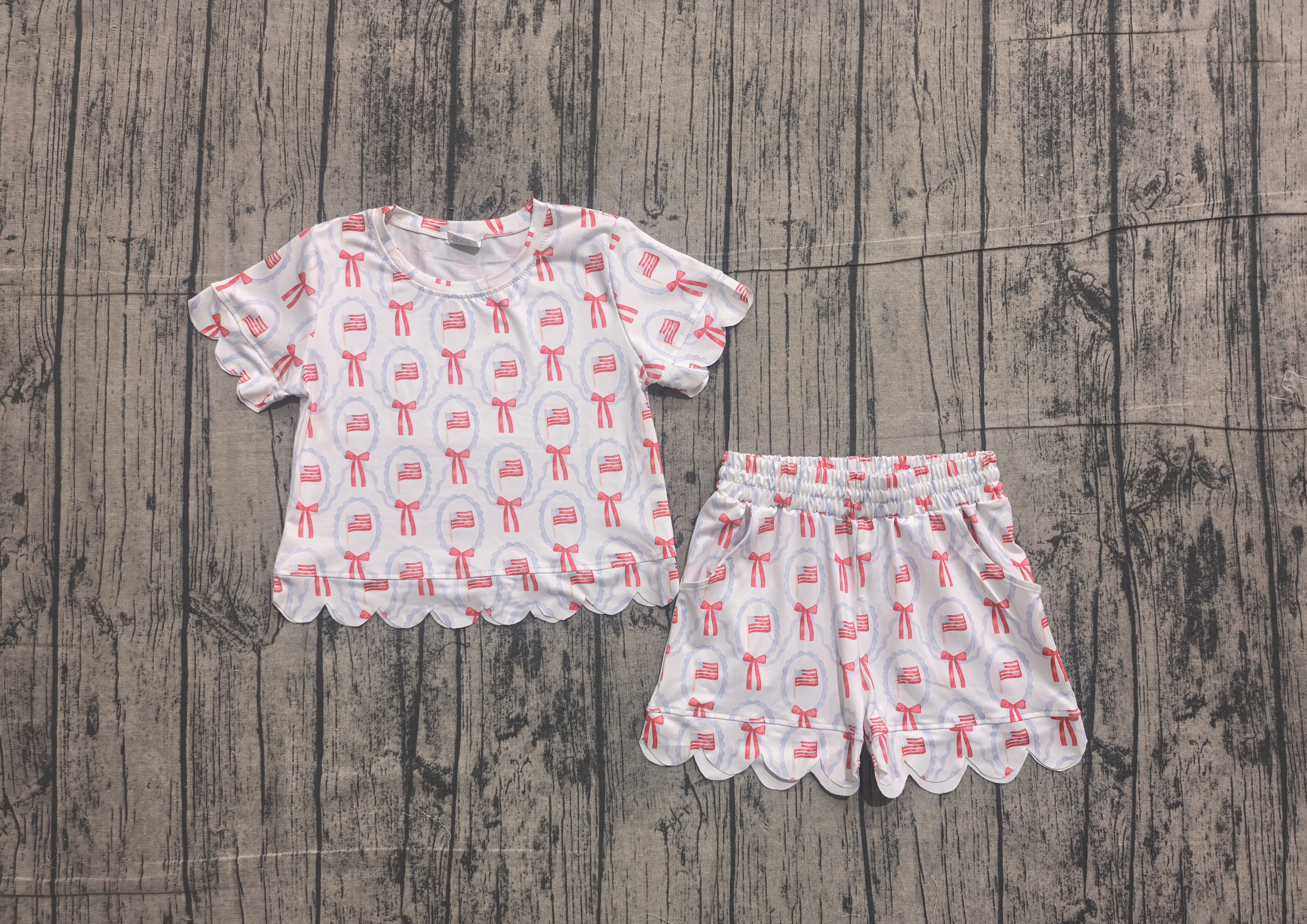 GSSO3552 pre-order kids clothes flag print girl 4th of July summer outfit  clothing set-real pic 2026.5.8