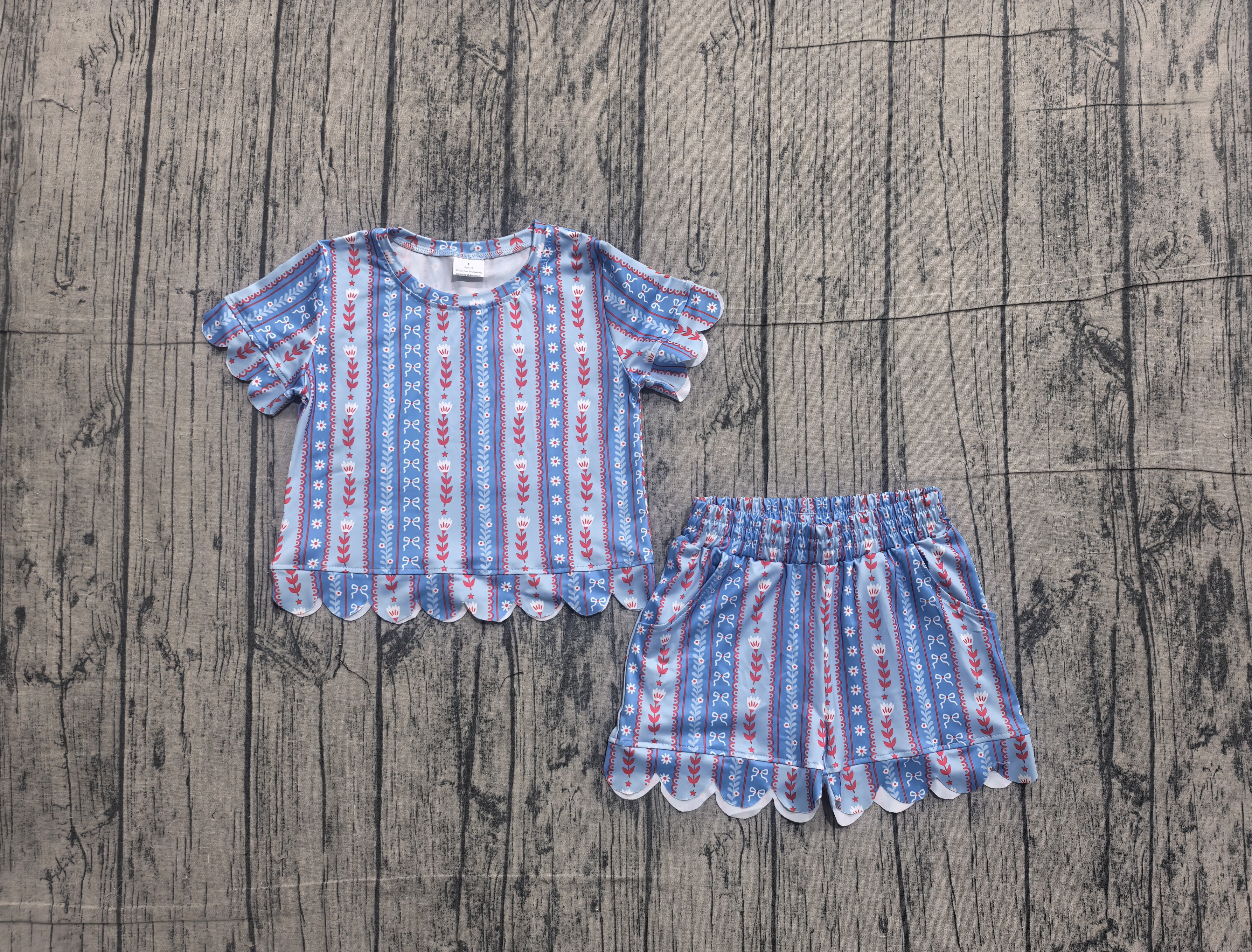 GSSO3554 pre-order kids clothes floral print girl 4th of July summer outfit  clothing set-real pic 2026.5.8 