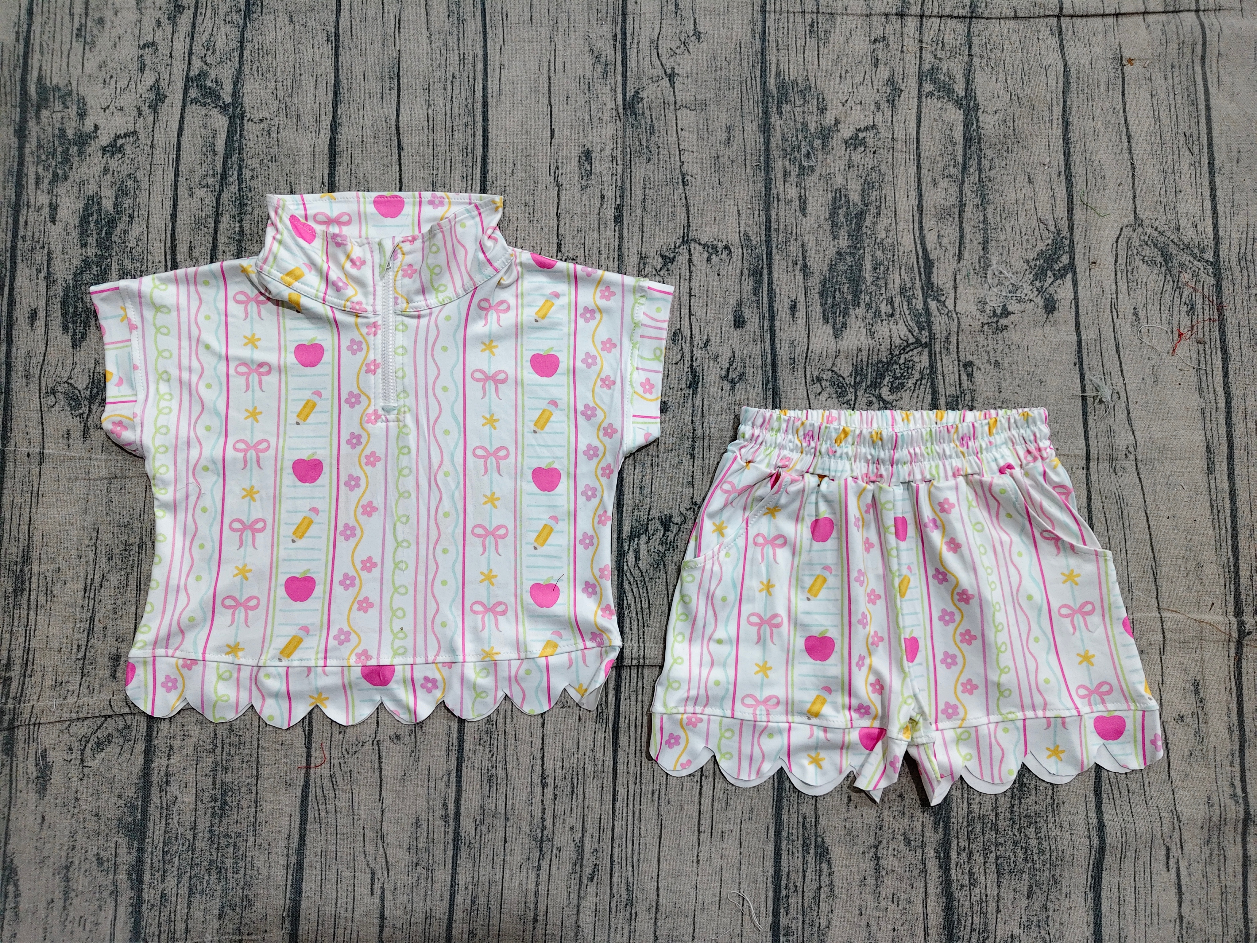 GSSO3582 pre-order kids clothes pencil  print girl back to shcool summer outfit  clothing set-real pic 2026.4.23 