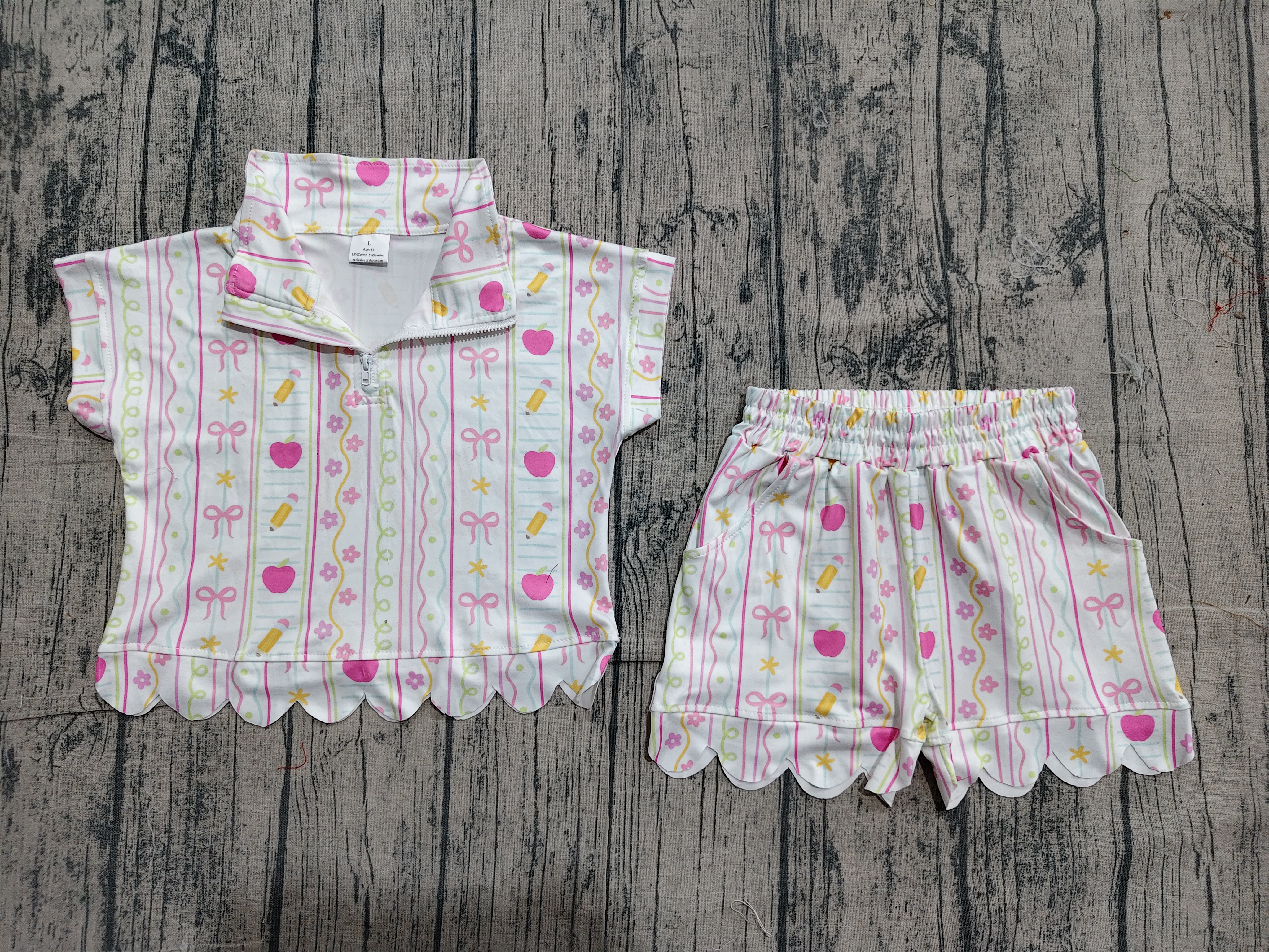 GSSO3582 pre-order kids clothes pencil  print girl back to shcool summer outfit  clothing set-real pic 2026.4.23 