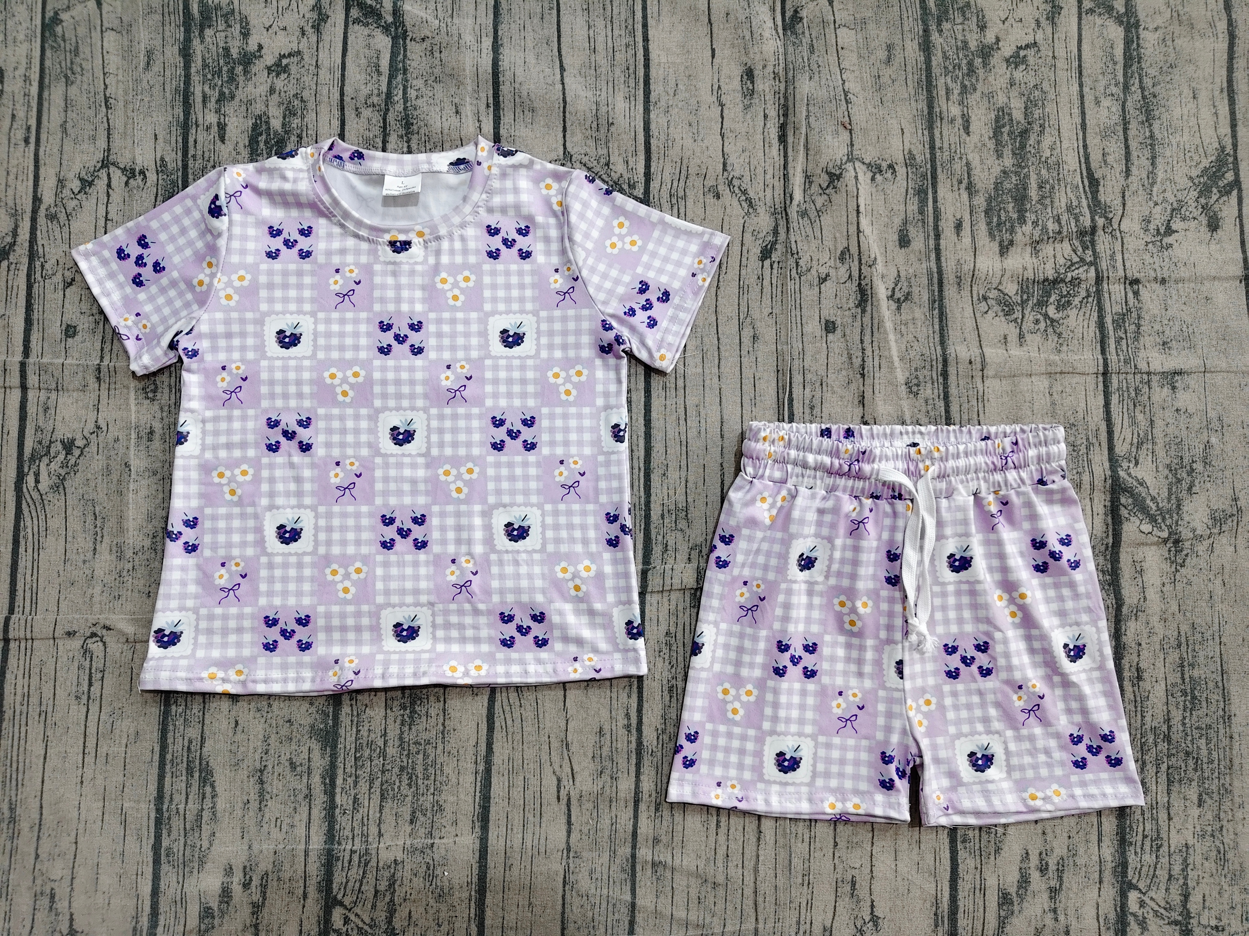 GSSO3647 pre-order kids clothes purple print girl summer outfit  clothing set-real pic 2026.4.25 