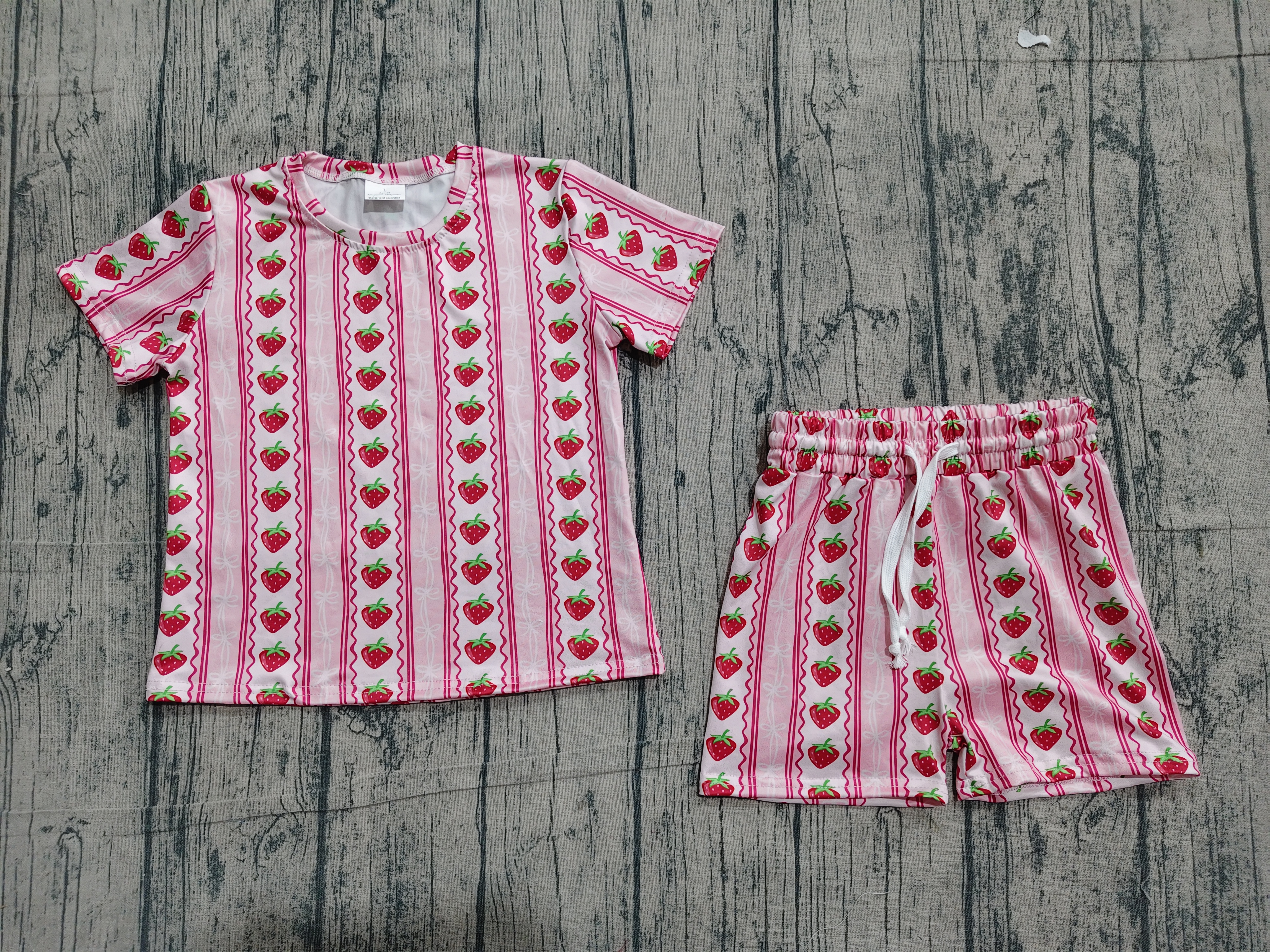 GSSO3649 pre-order kids clothes strawberry print girl summer outfit  clothing set-real pic 2026.4.12 