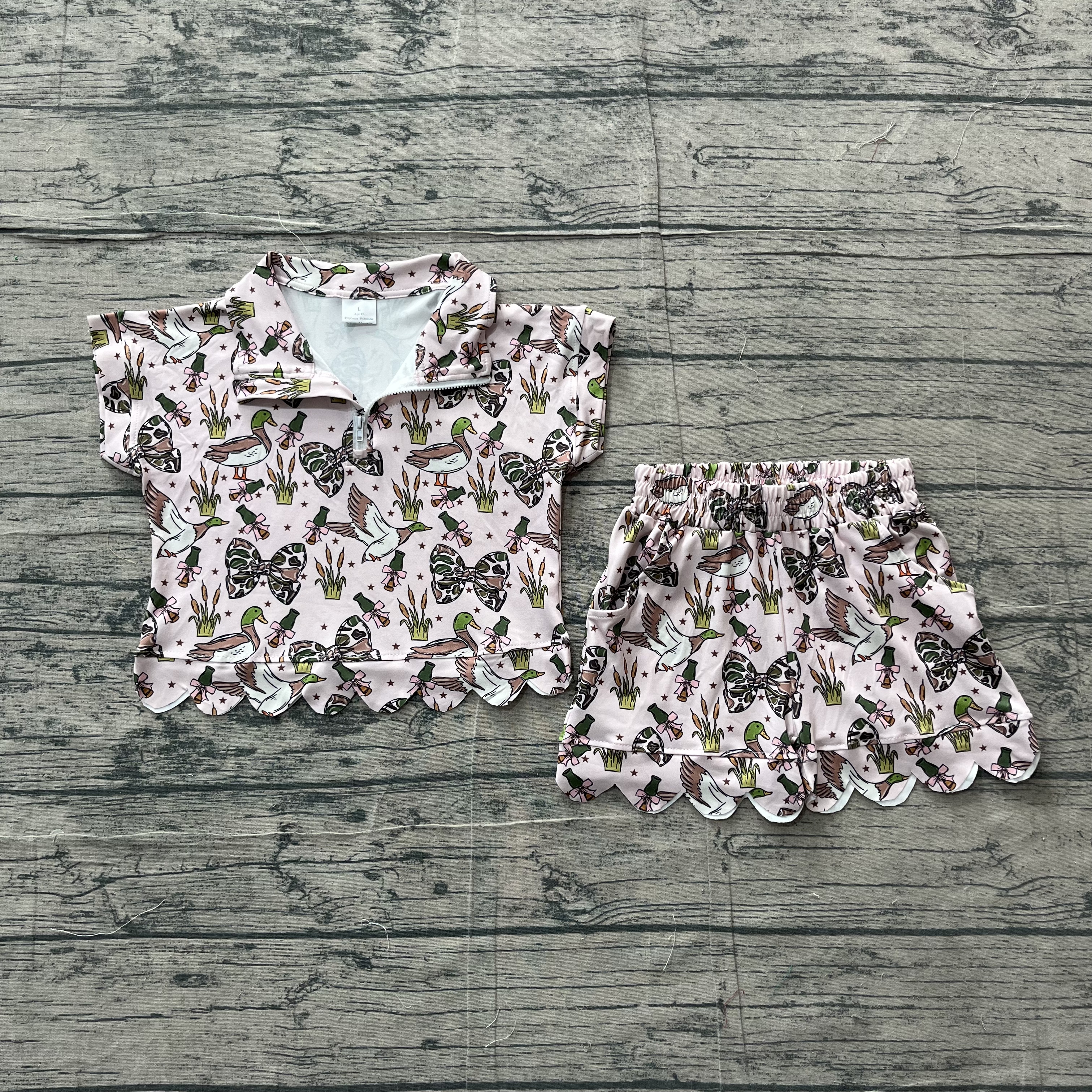 GSSO3669 pre-order kids clothes mallard print girl summer outfit  clothing set-real pic 2026.5.4
