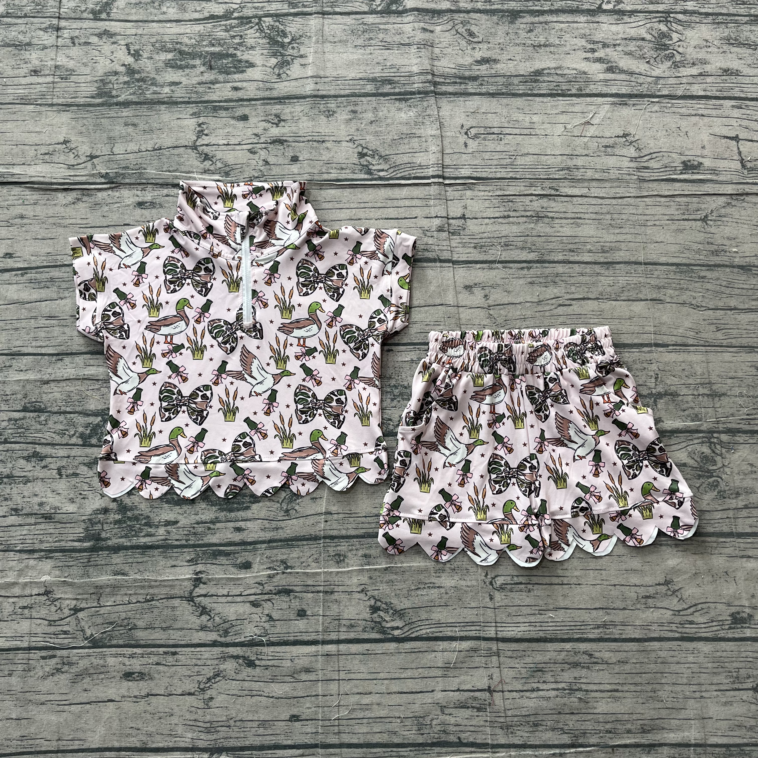 GSSO3669 pre-order kids clothes mallard print girl summer outfit  clothing set-real pic 2026.5.4