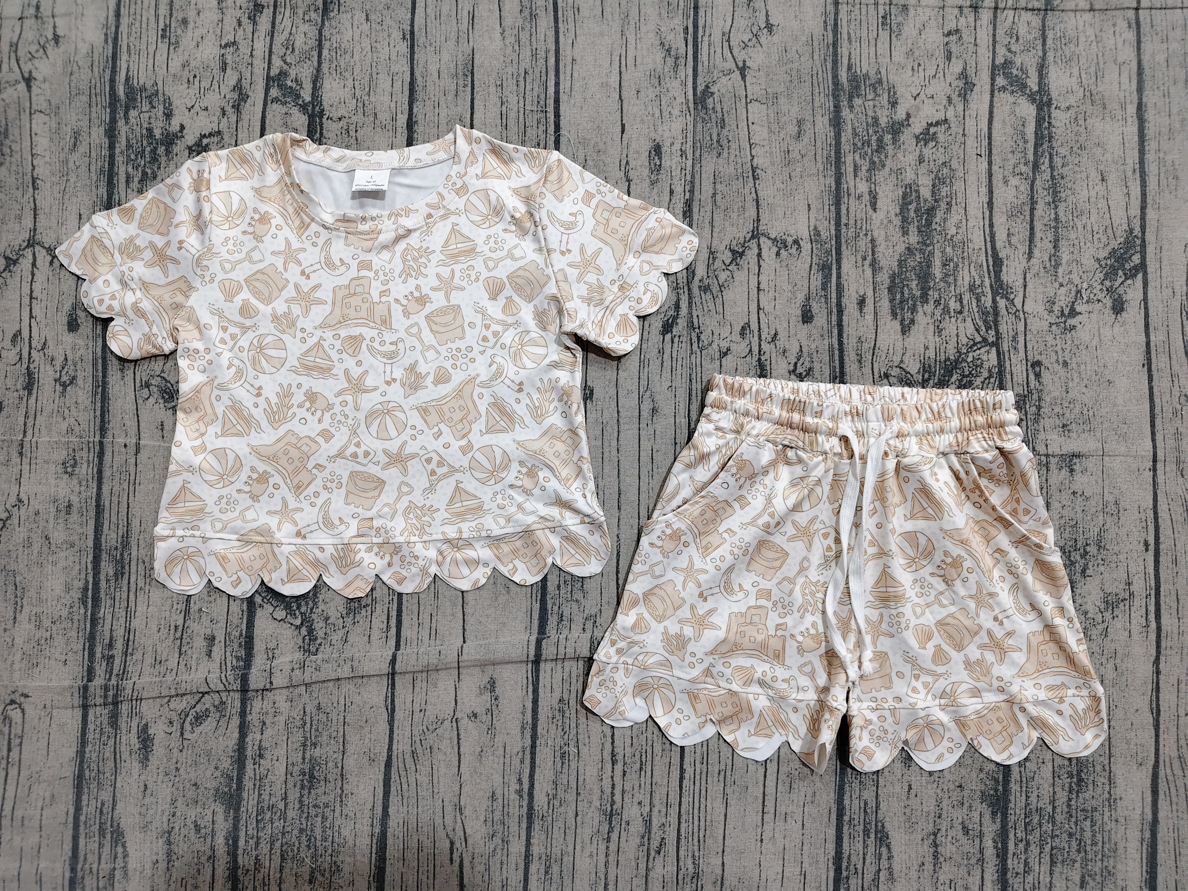 GSSO3728 pre-order kids clothes beach print girl summer outfit-real pic 2026.4.15 