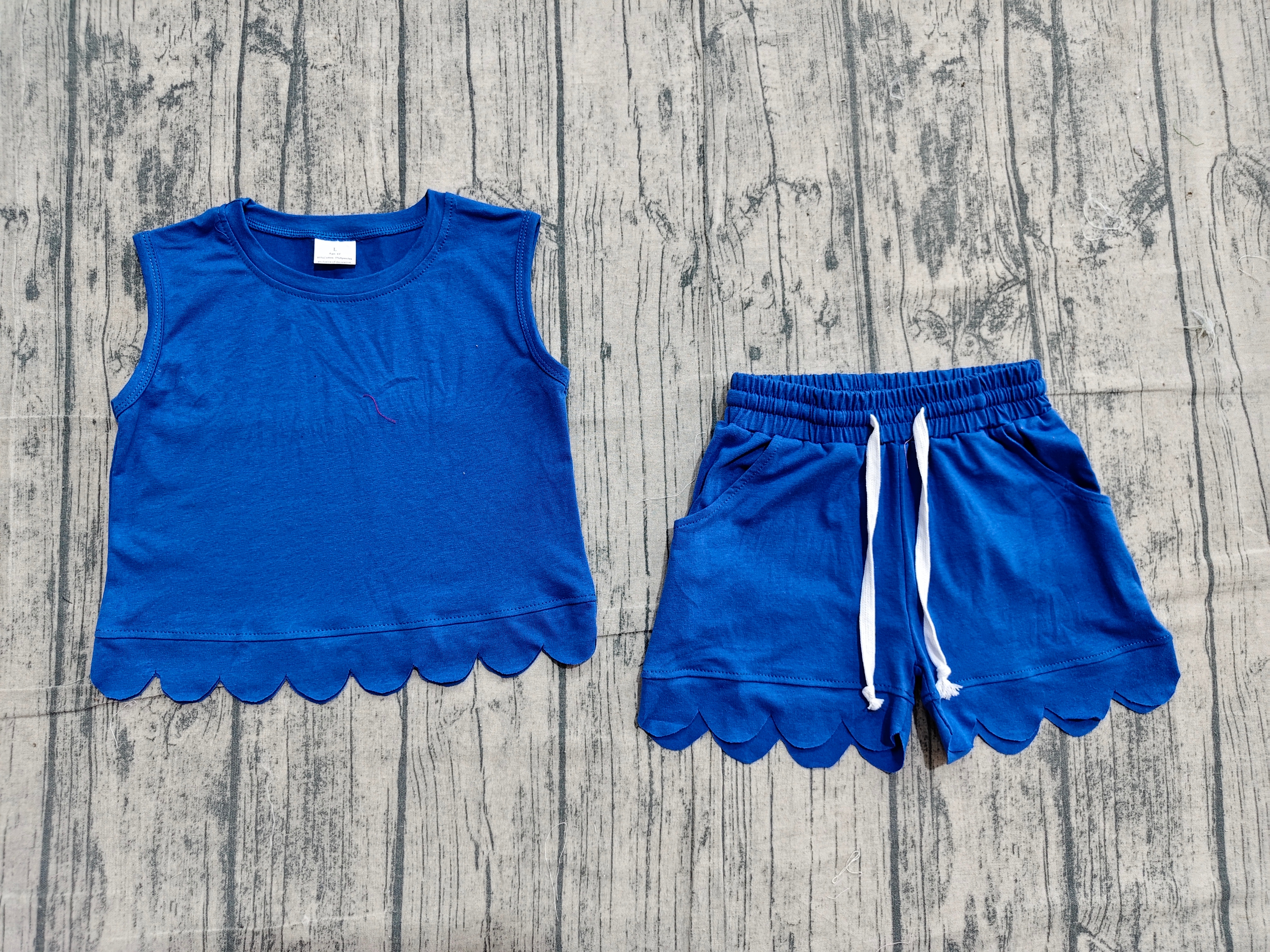 GSSO3732  pre-order kids clothes blue print girl summer outfit  clothing set-real pic 2026.4.23 
