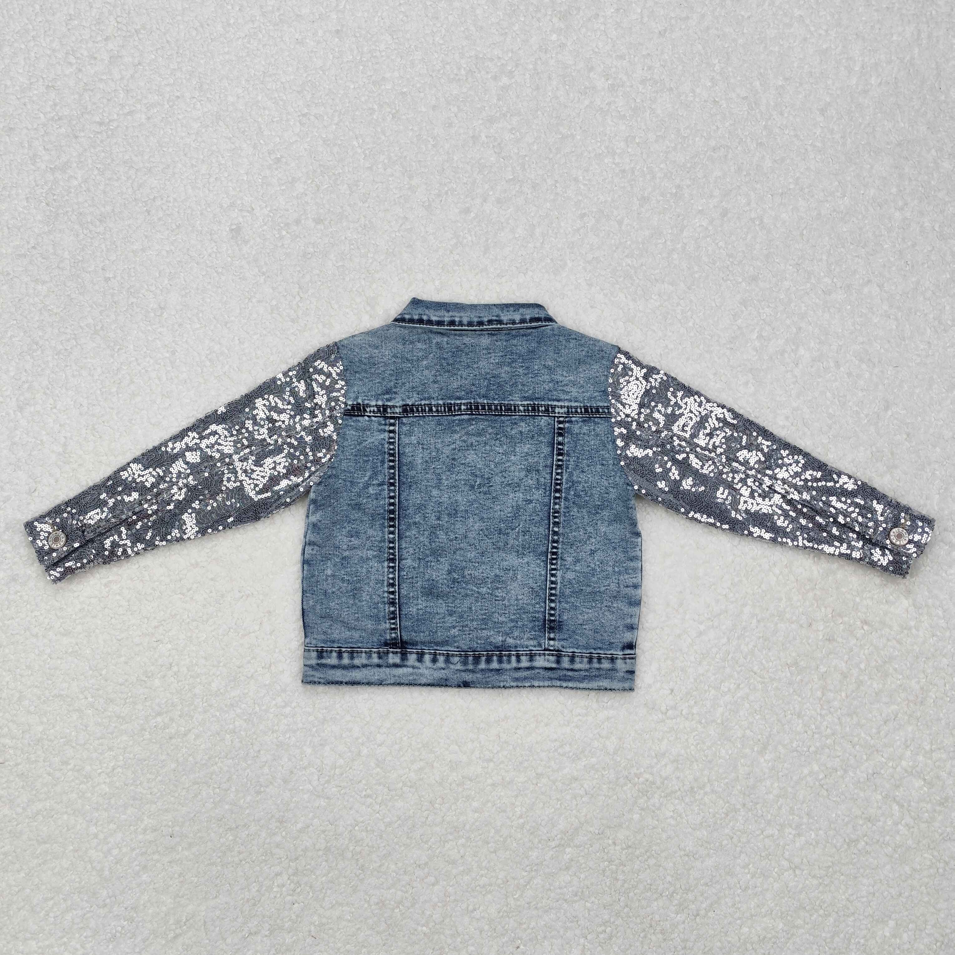 GT0148 RTS kids clothes girls sequin denim coat jackets