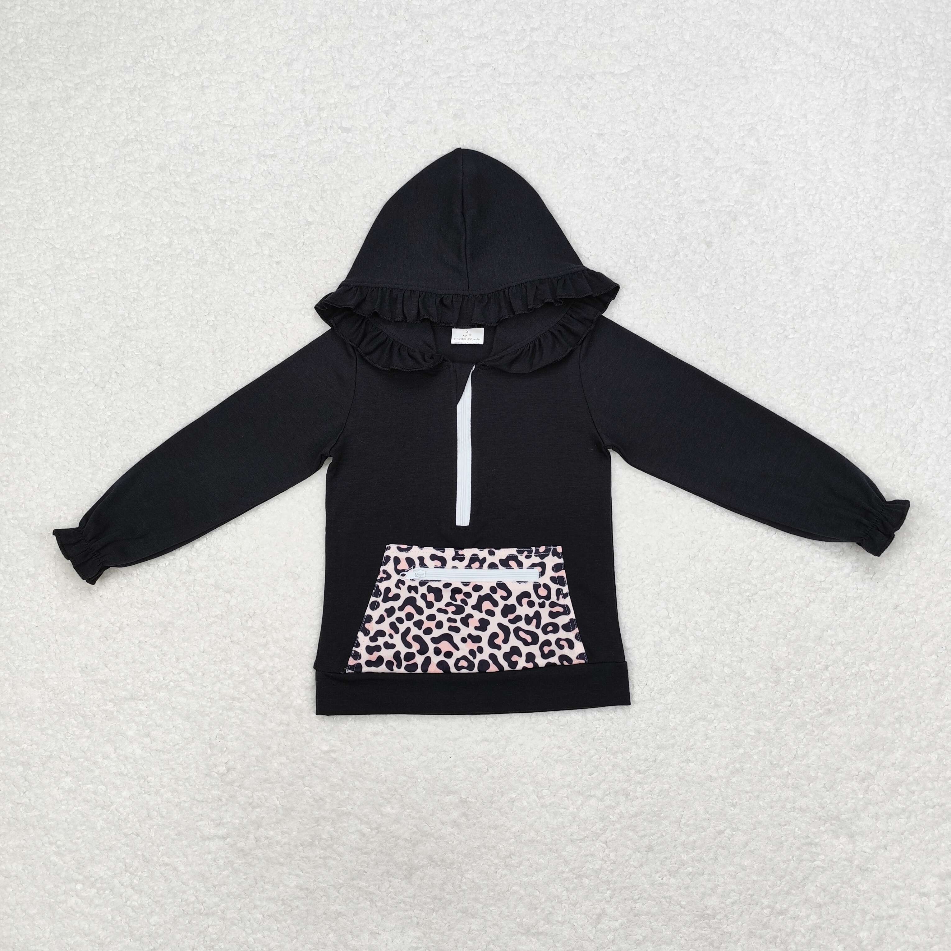 GT0624 RTS  toddler girl clothes leopard print girl winter top shirt 