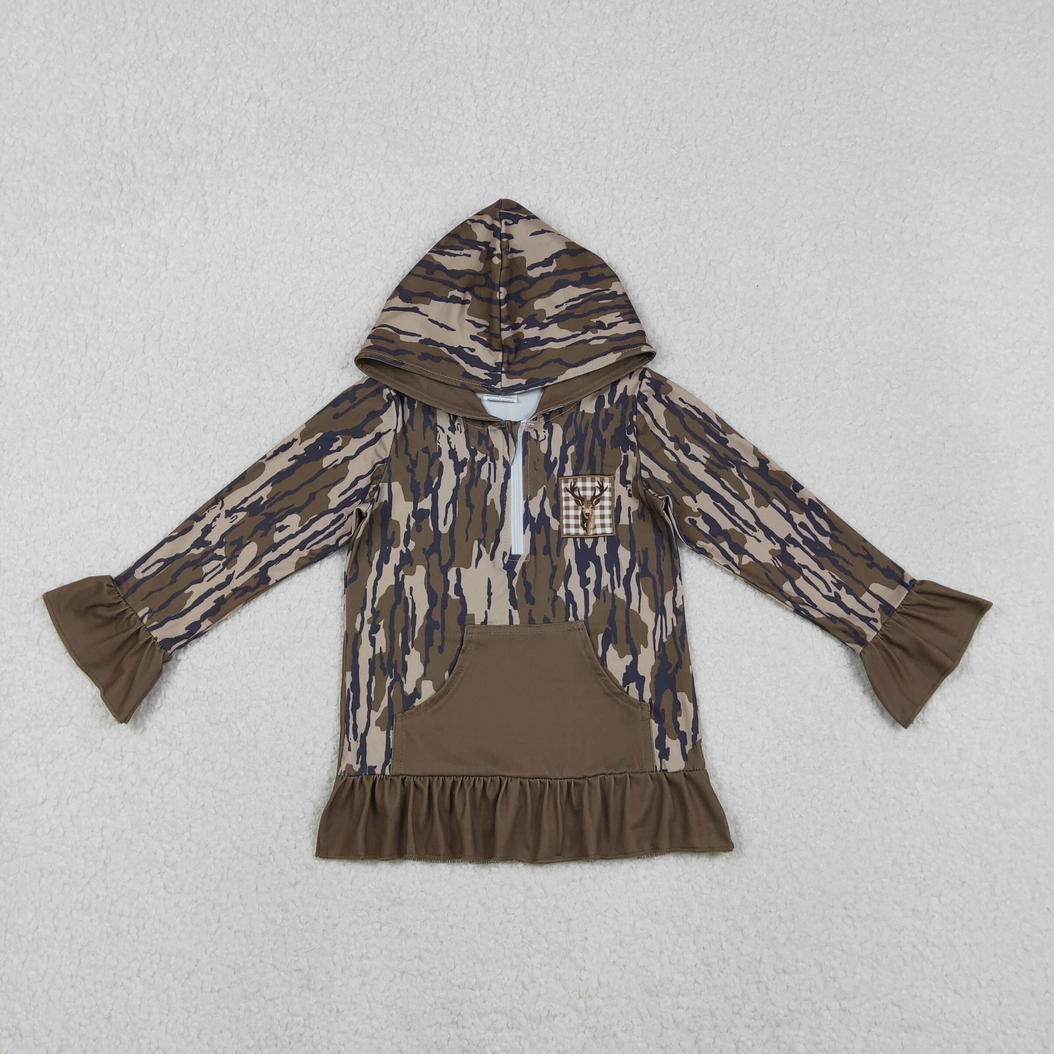 GT1135 RTS girl  clothes hunting camo girl  top embroidery hoodie
