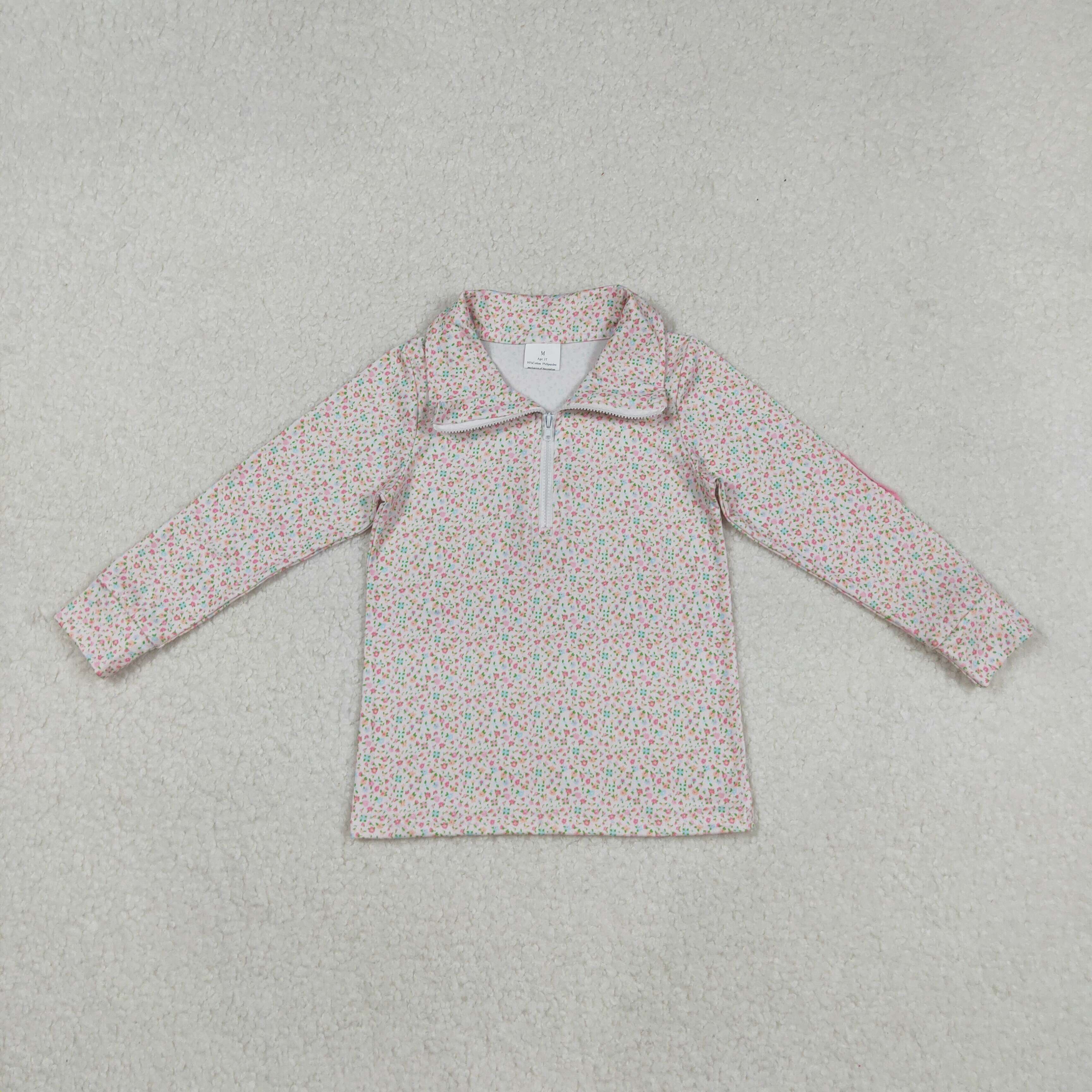 GT1145 RTS  toddler girl  clothes floral girl winter top zip pollover